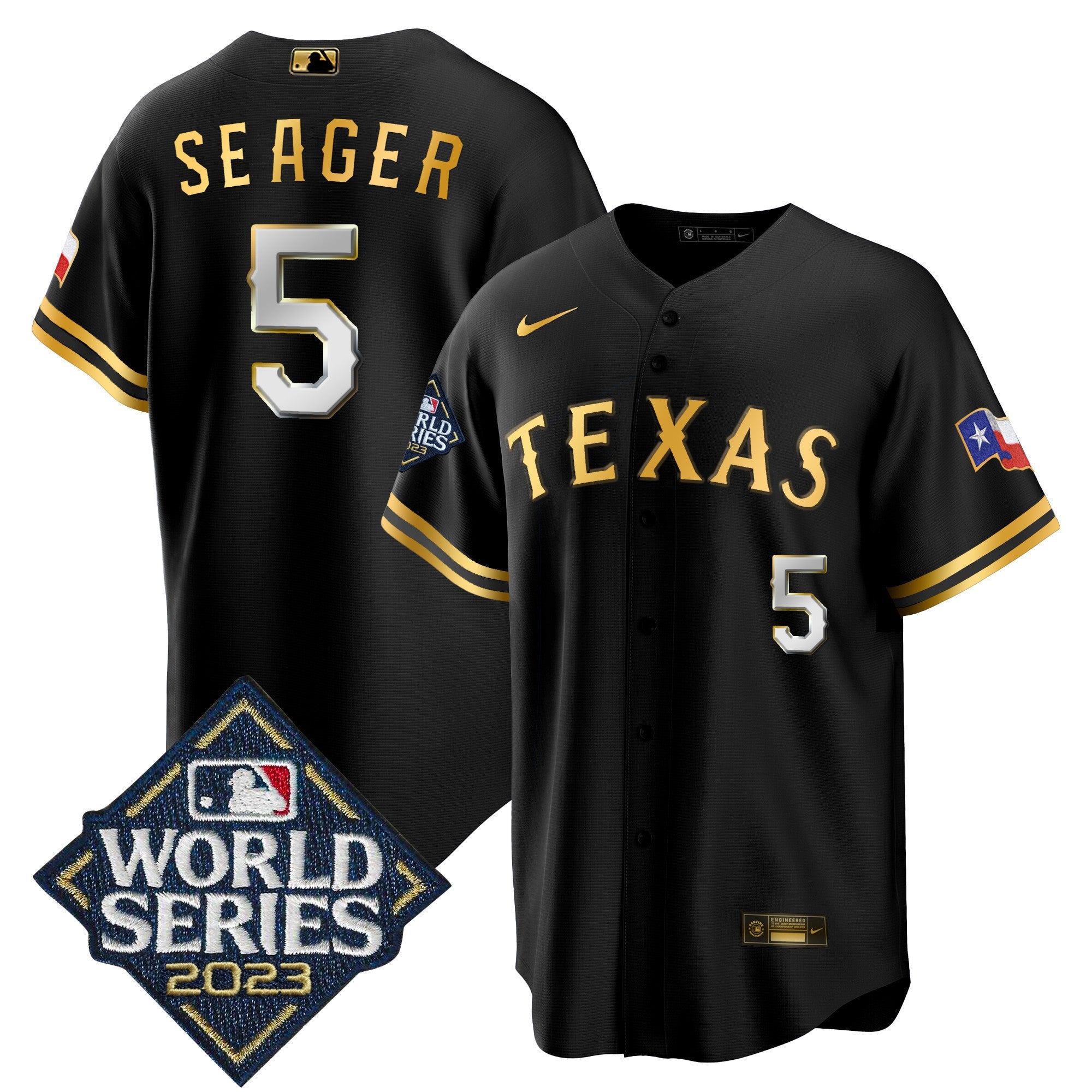Corey Seager Texas 2023 World Series Cool Base Jersey