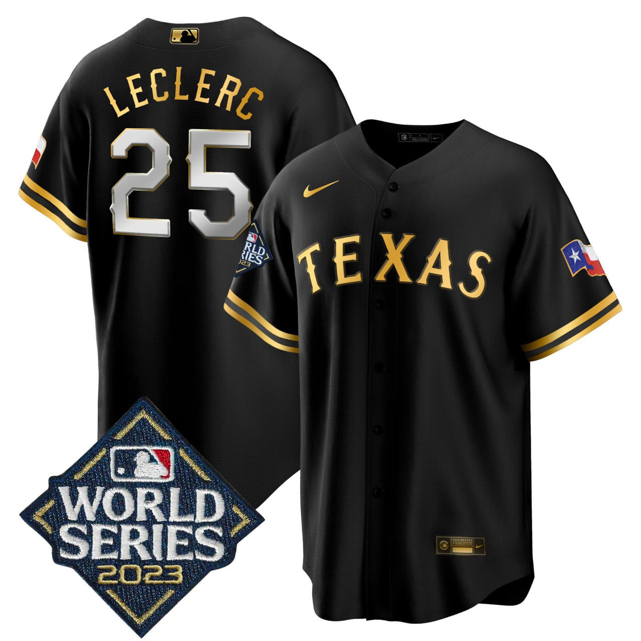 José Leclerc Texas 2023 World Series Patch Cool Base Jersey