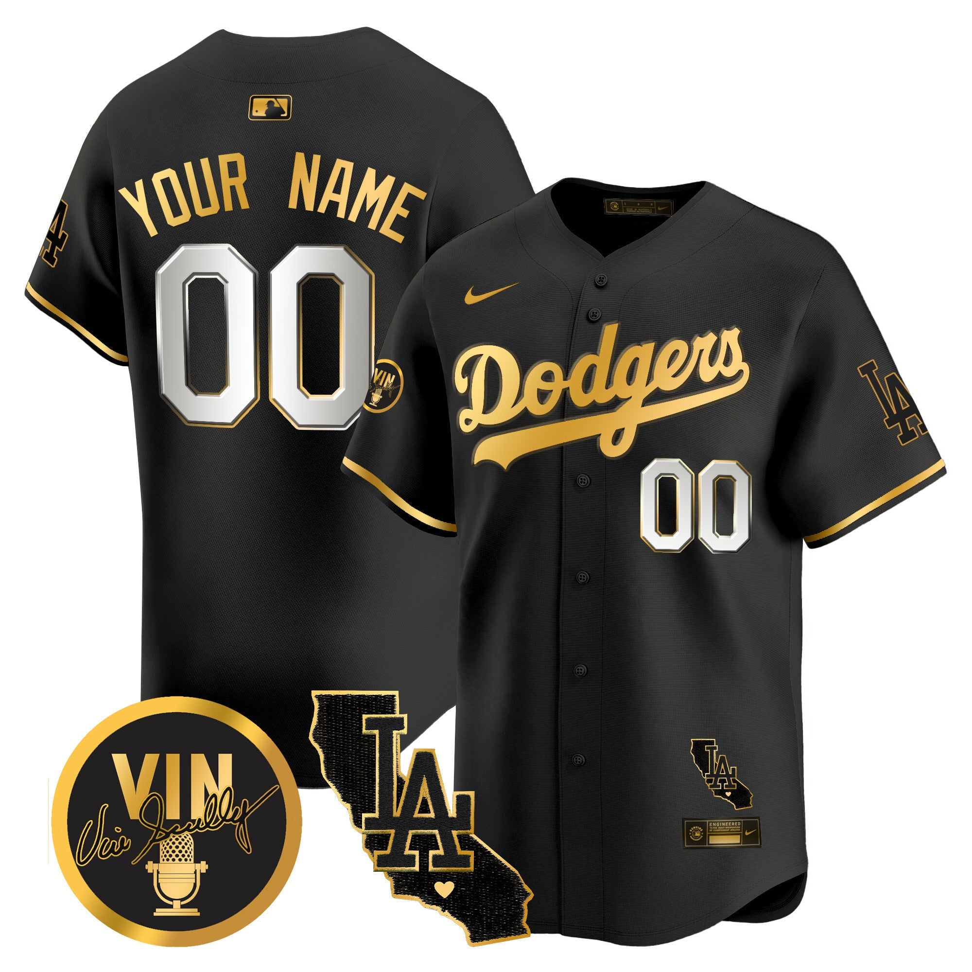 Vin & California Patch Gold Vapor Premier Limited Custom Jersey