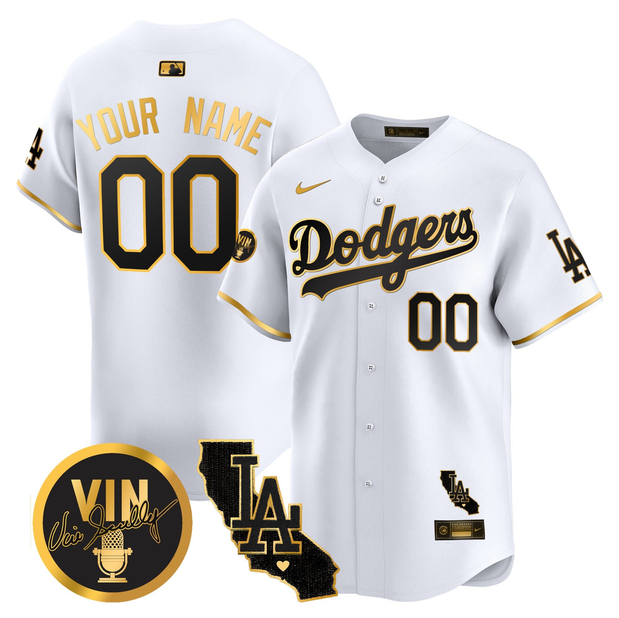 Vin & California Patch Gold Vapor Premier Limited Custom Jersey