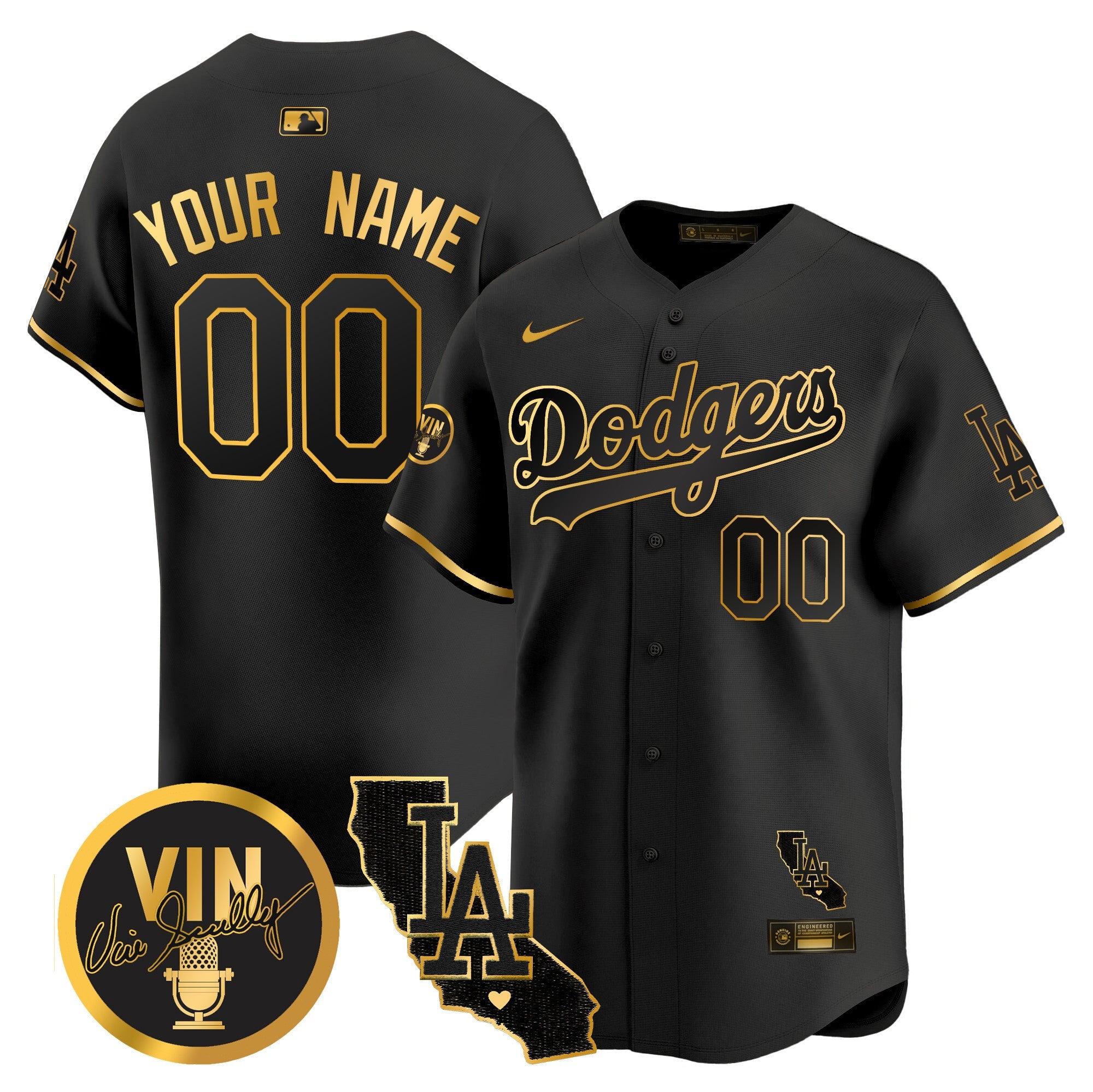 Vin & California Patch Gold Vapor Premier Limited Custom Jersey