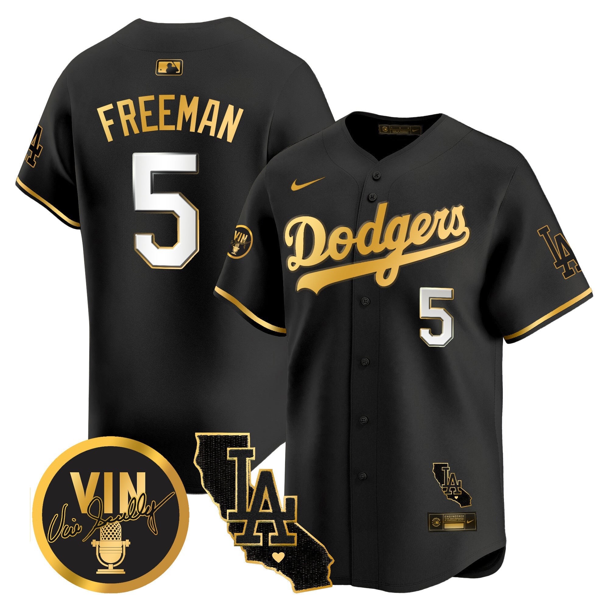 Men’s Vin & California Patch Gold Vapor Premier Limited Jersey