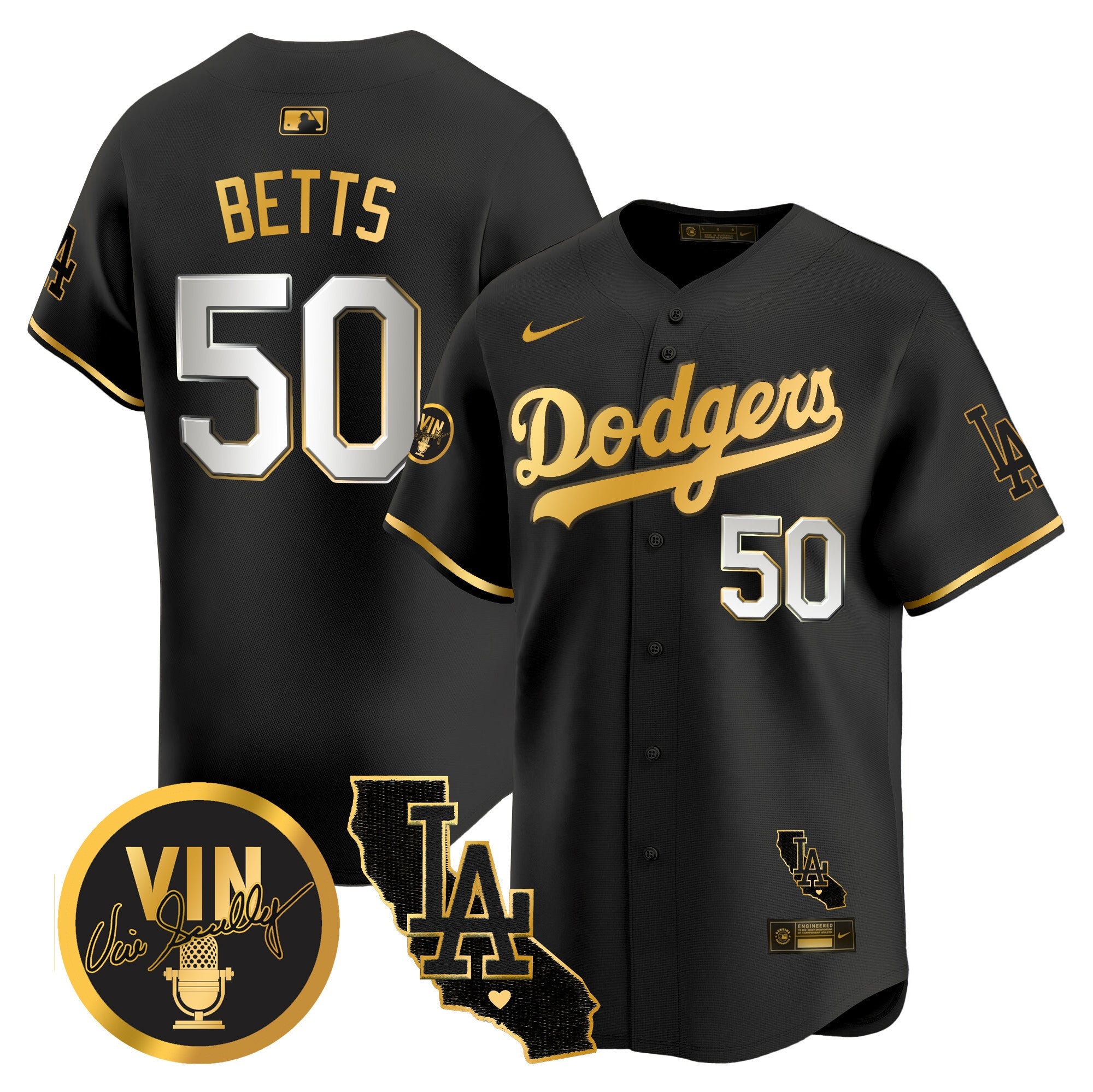 Men’s Vin & California Patch Gold Vapor Premier Limited Jersey