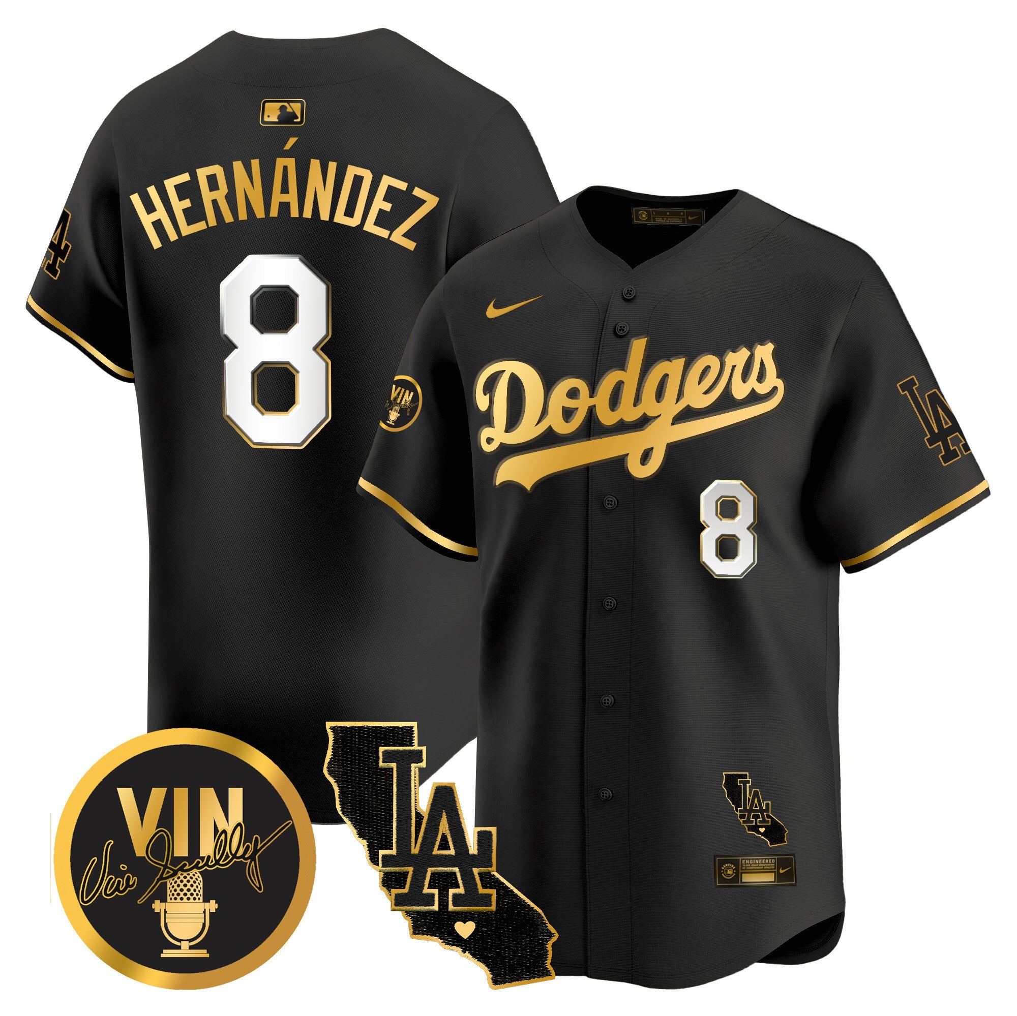 Men’s Vin & California Patch Gold Vapor Premier Limited Jersey