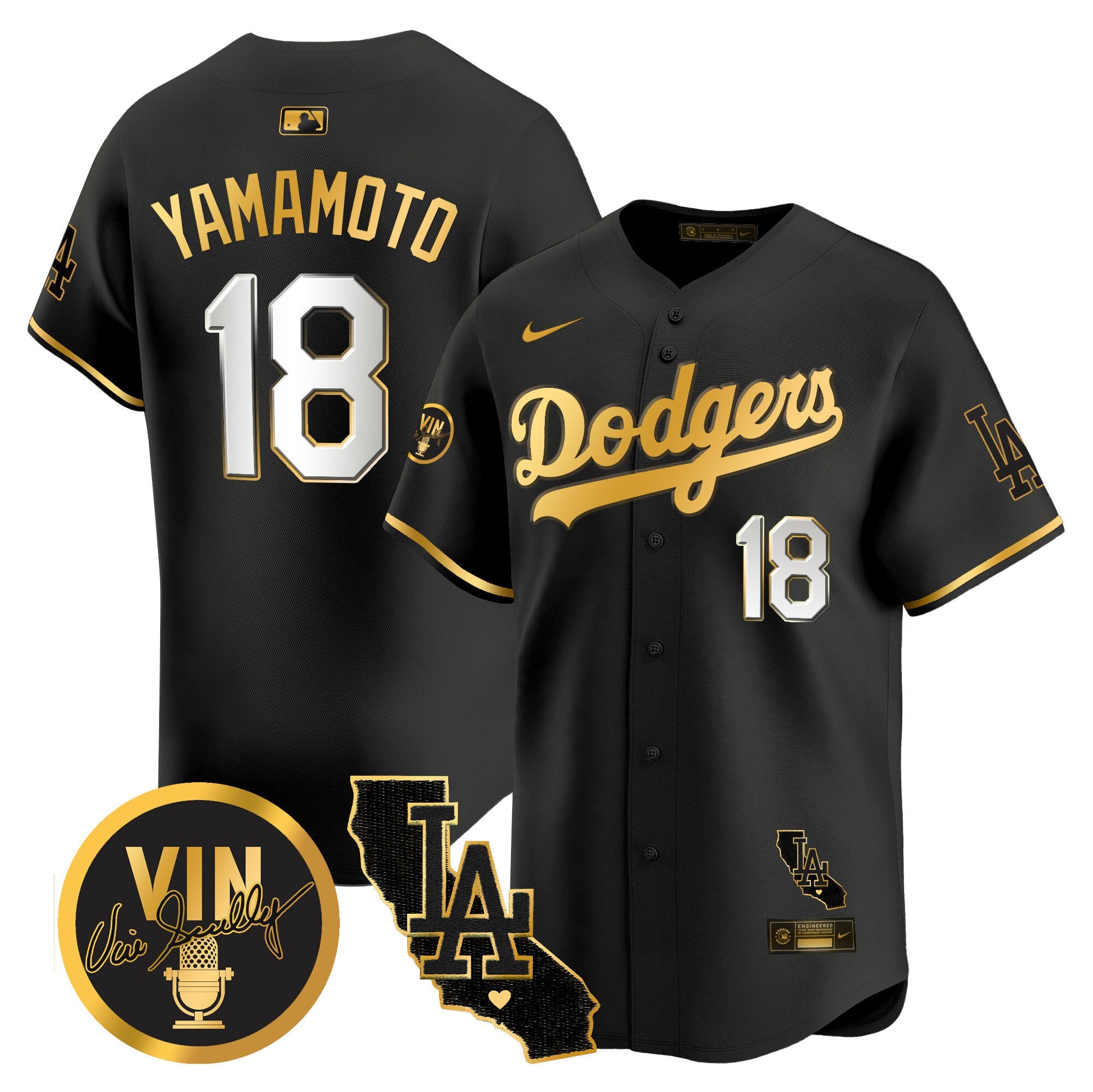 Men’s Vin & California Patch Gold Vapor Premier Limited Jersey