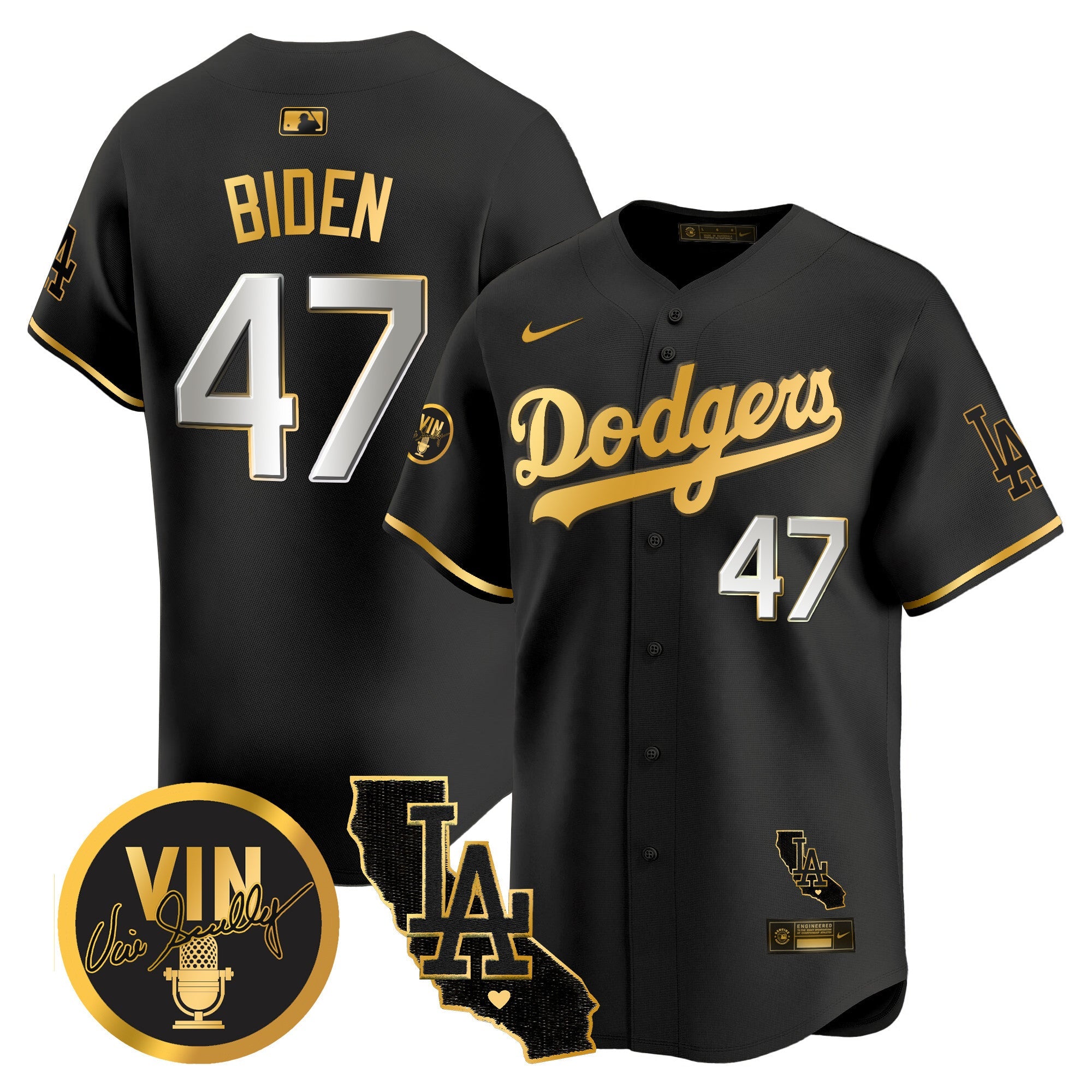 Men’s Vin & California Patch Gold Vapor Premier Limited Jersey