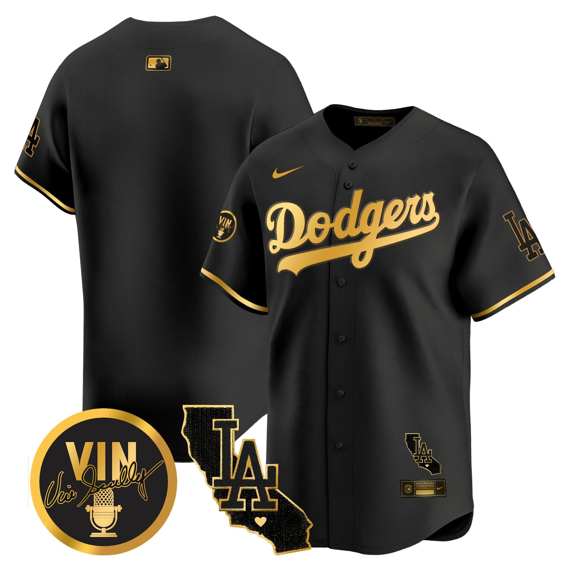 Men’s Vin & California Patch Gold Vapor Premier Limited Jersey