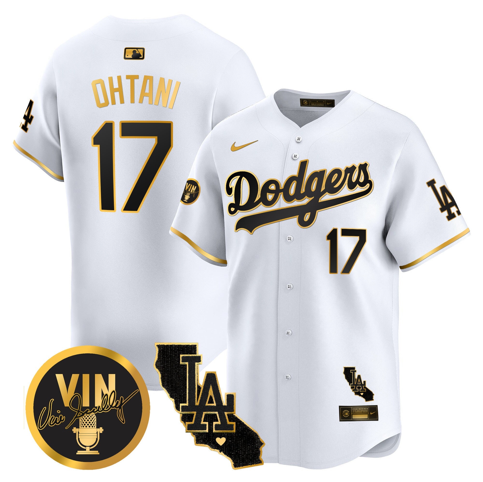 Men’s Vin & California Patch Gold Vapor Premier Limited Jersey
