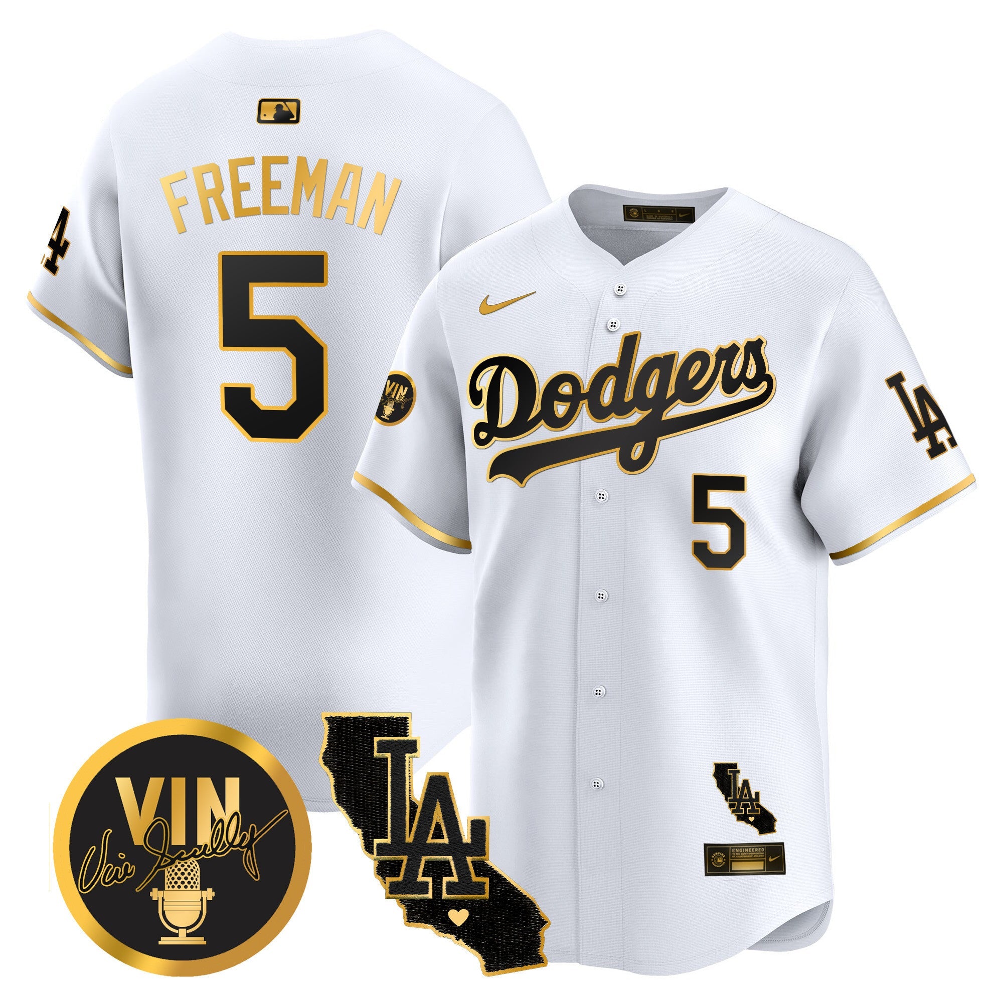 Men’s Vin & California Patch Gold Vapor Premier Limited Jersey