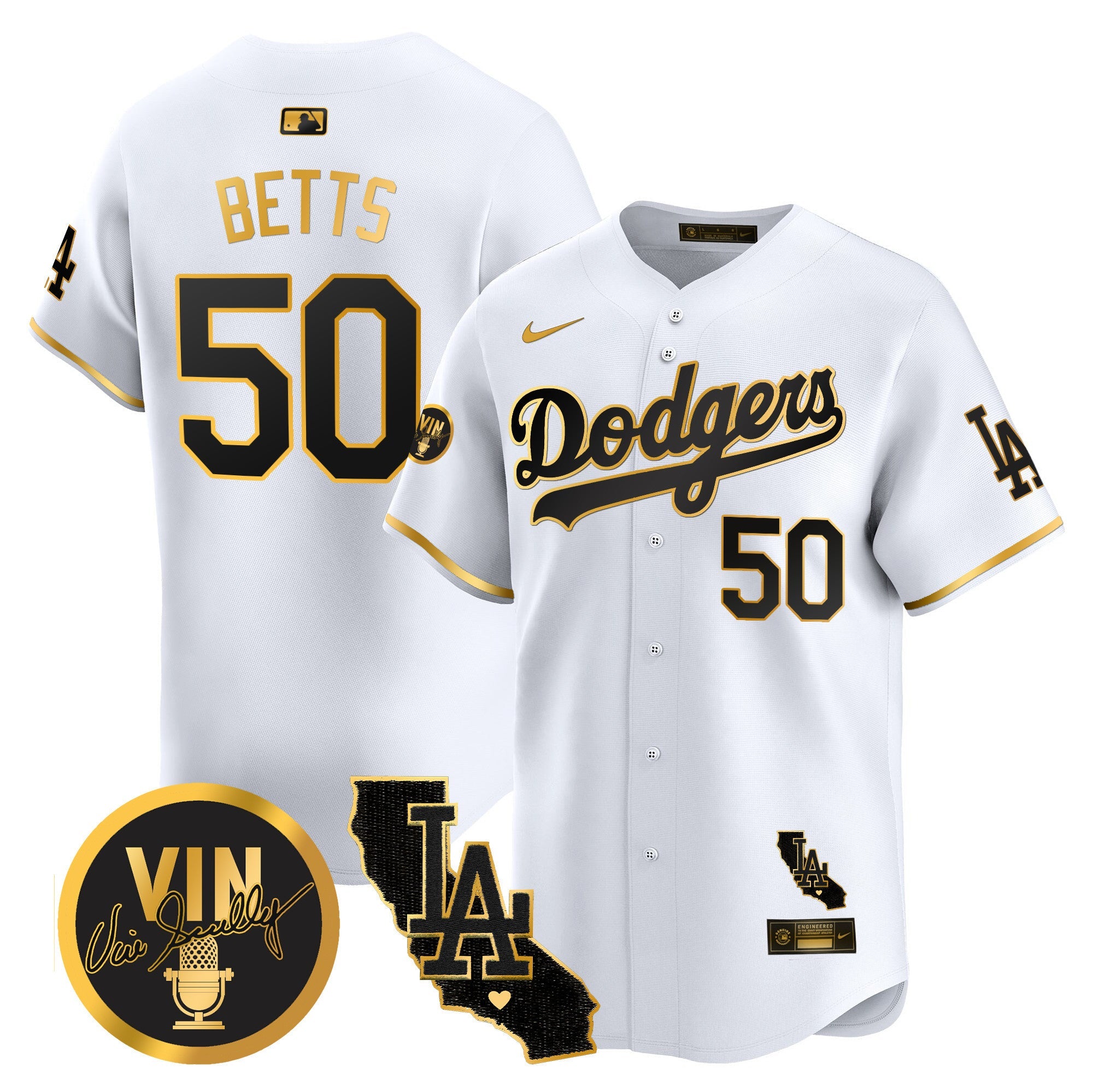 Men’s Vin & California Patch Gold Vapor Premier Limited Jersey