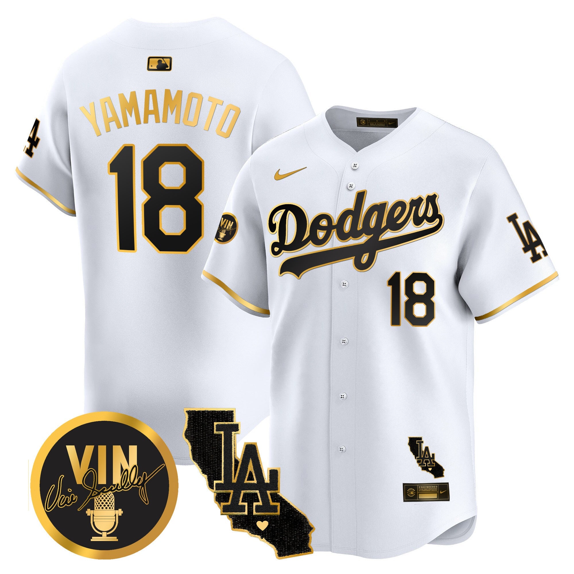 Men’s Vin & California Patch Gold Vapor Premier Limited Jersey