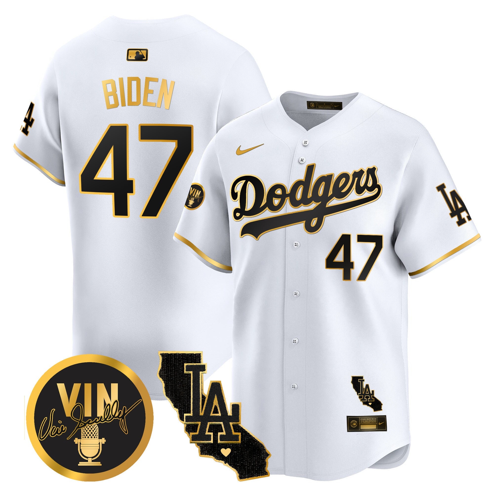 Men’s Vin & California Patch Gold Vapor Premier Limited Jersey