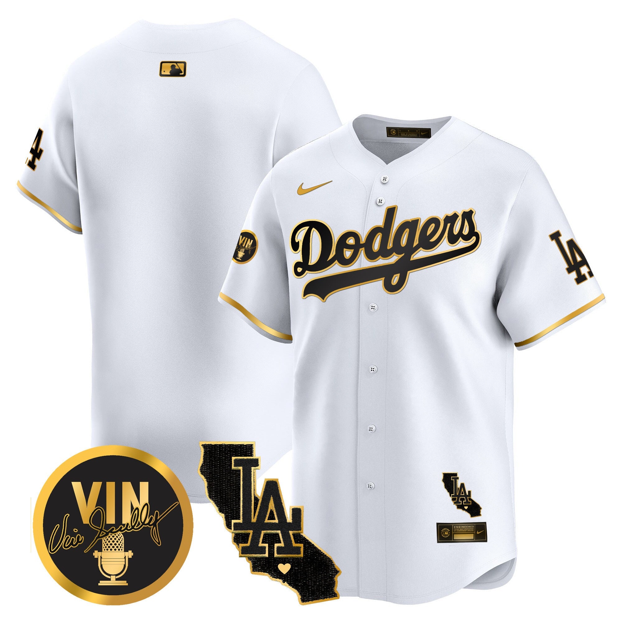 Men’s Vin & California Patch Gold Vapor Premier Limited Jersey