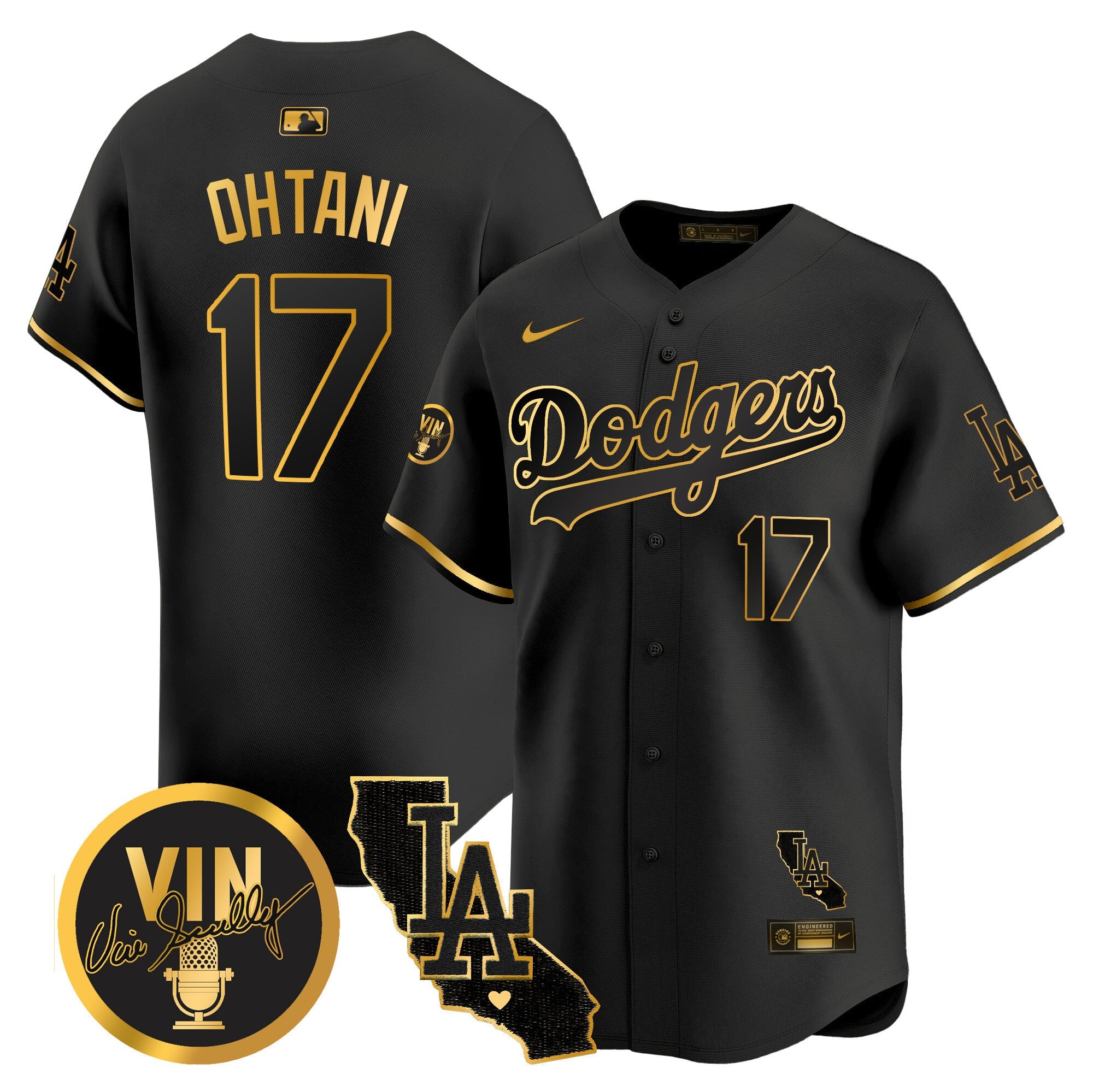 Men’s Vin & California Patch Gold Vapor Premier Limited Jersey