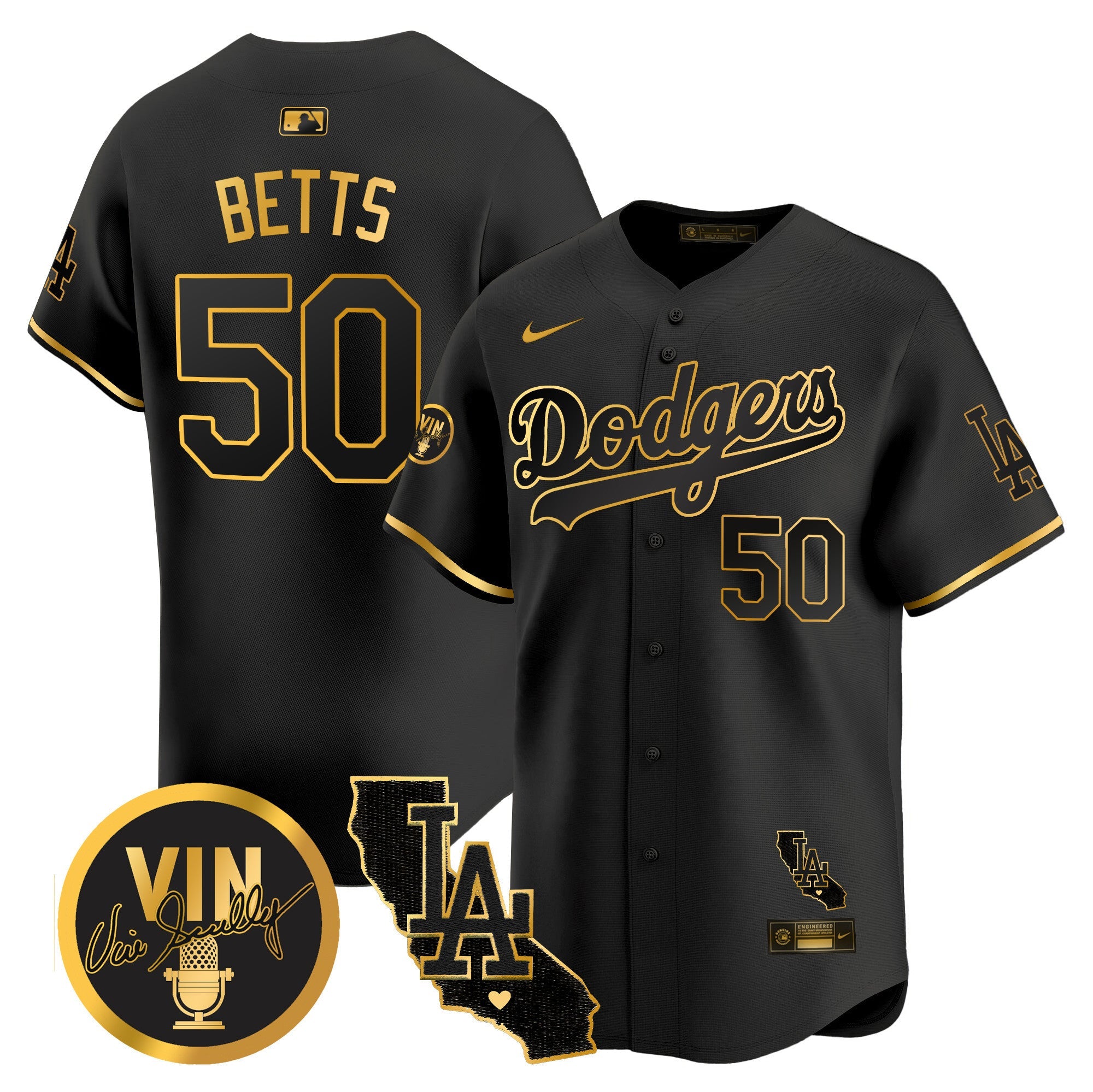 Men’s Vin & California Patch Gold Vapor Premier Limited Jersey