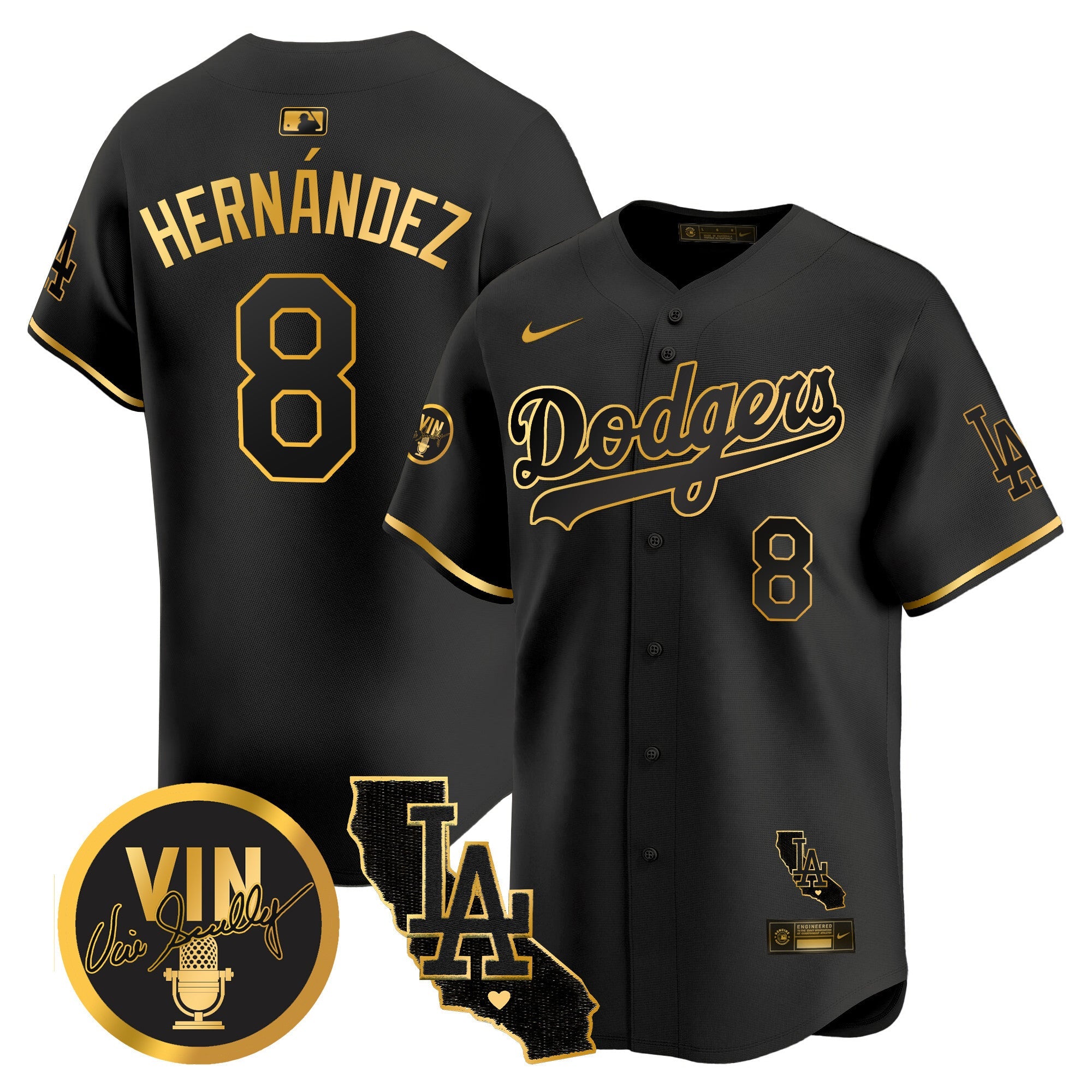 Men’s Vin & California Patch Gold Vapor Premier Limited Jersey