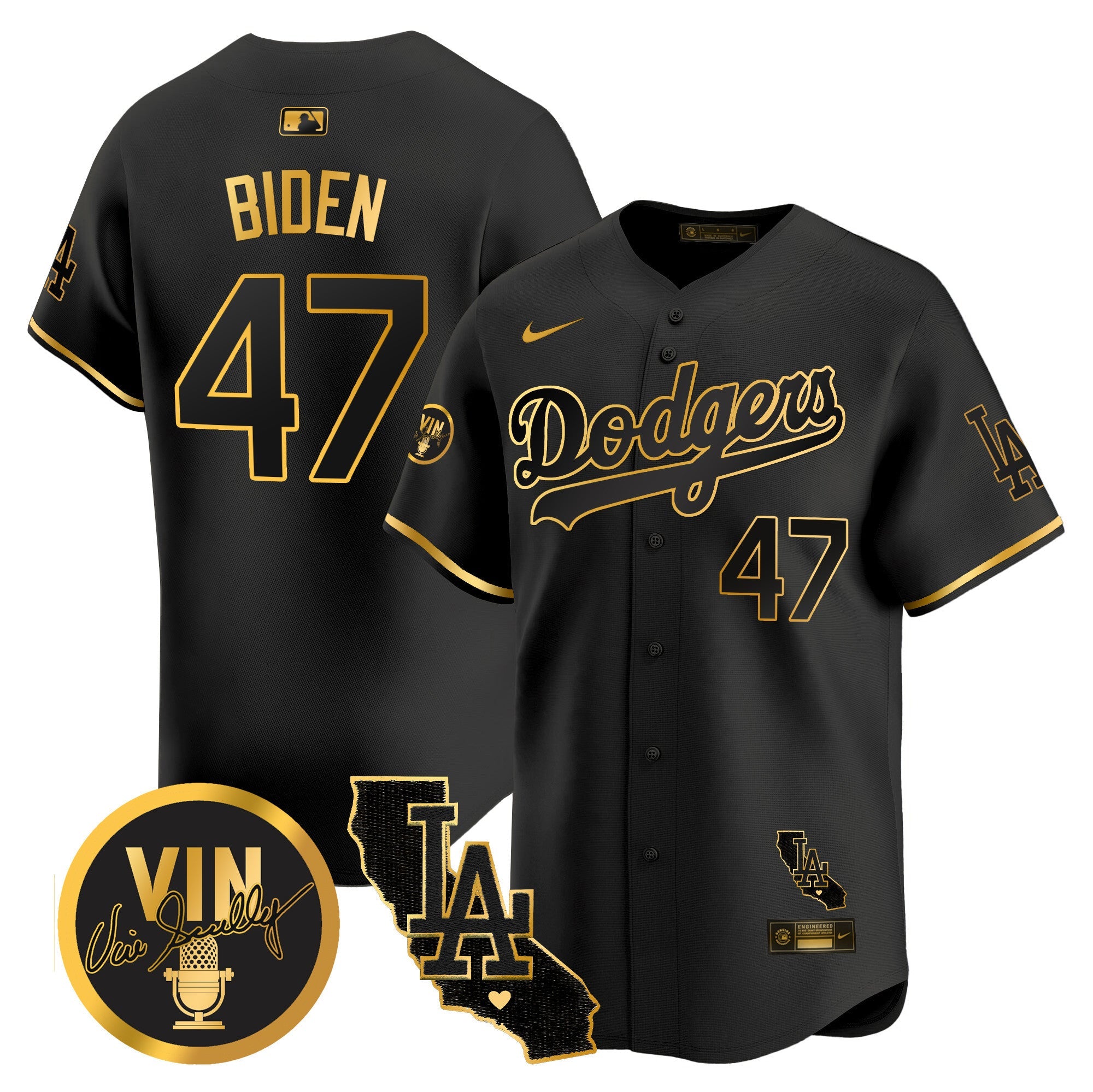 Men’s Vin & California Patch Gold Vapor Premier Limited Jersey