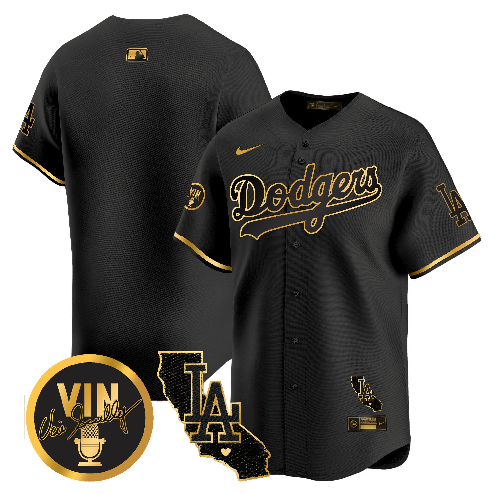 Men’s Vin & California Patch Gold Vapor Premier Limited Jersey