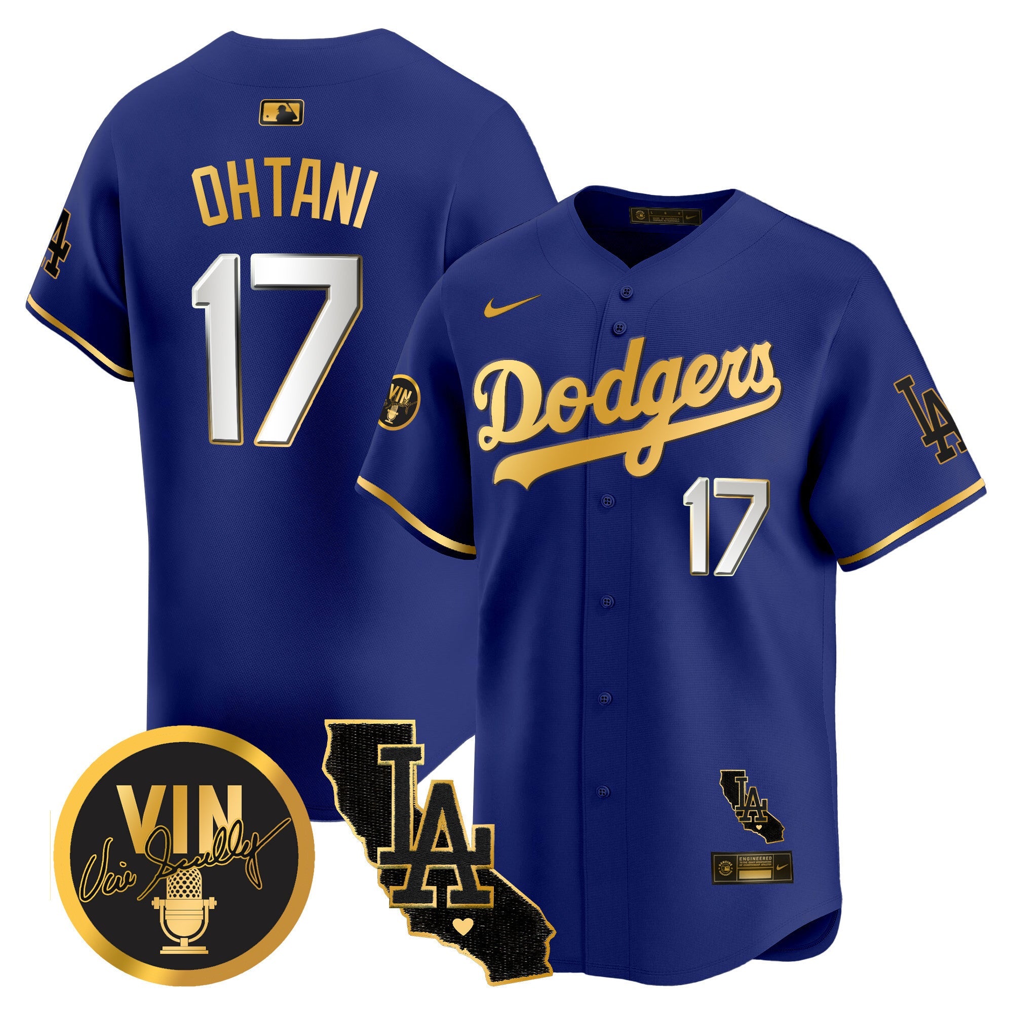 Men’s Vin & California Patch Gold Vapor Premier Limited Jersey