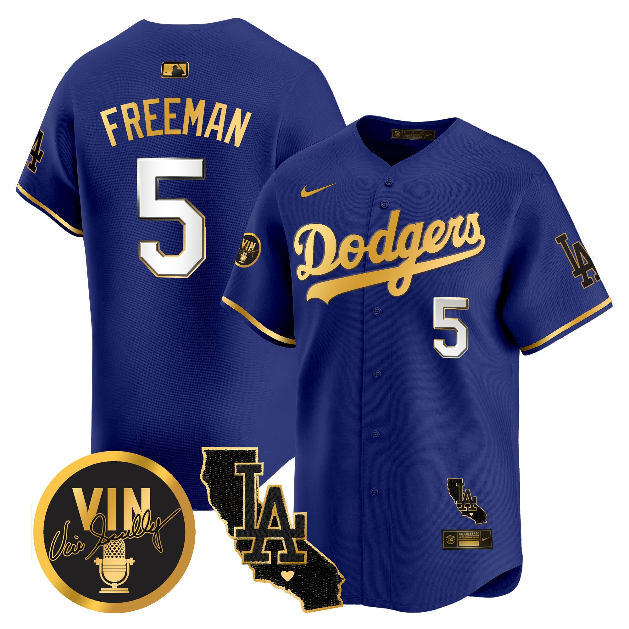 Men’s Vin & California Patch Gold Vapor Premier Limited Jersey