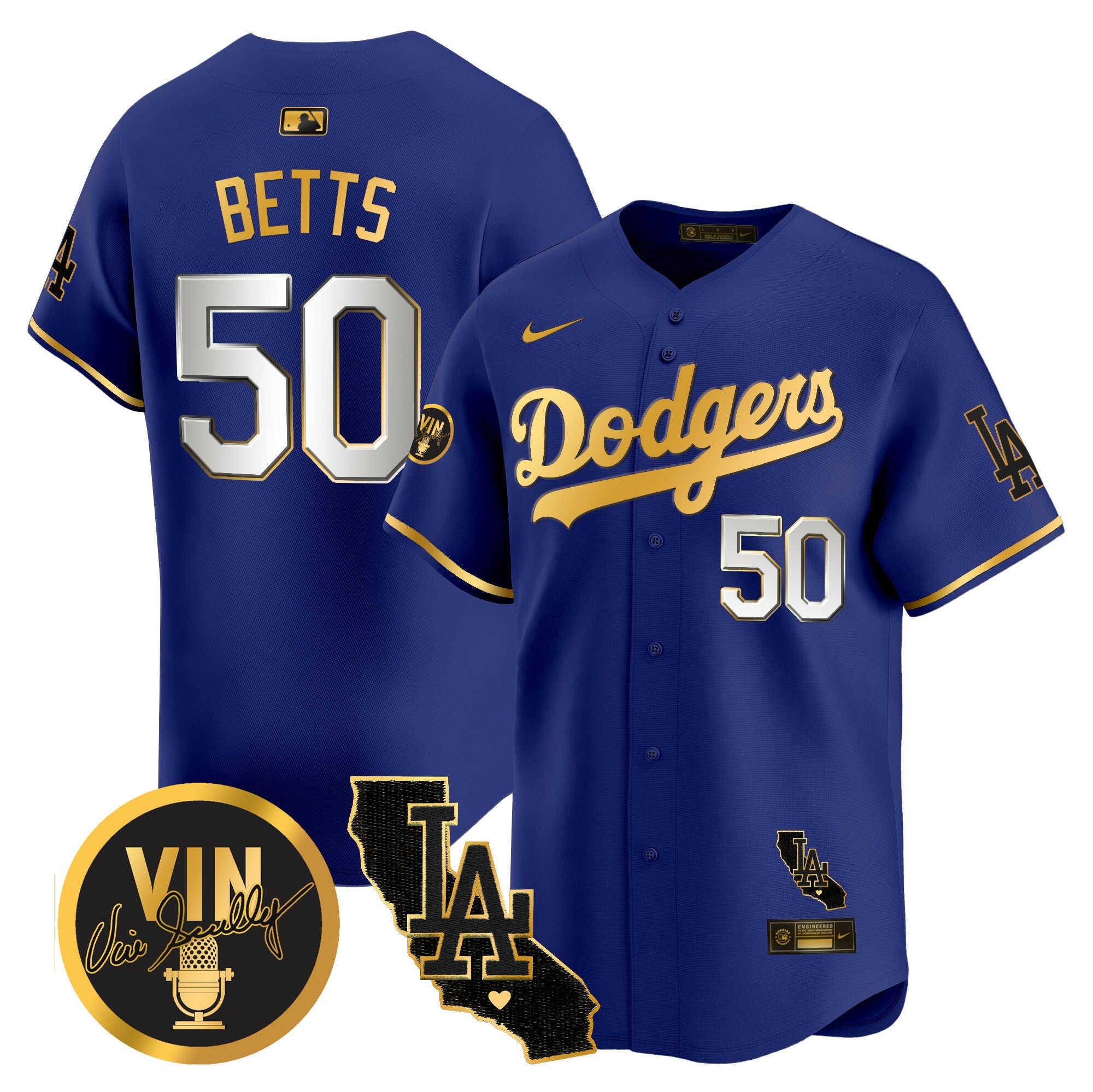 Men’s Vin & California Patch Gold Vapor Premier Limited Jersey