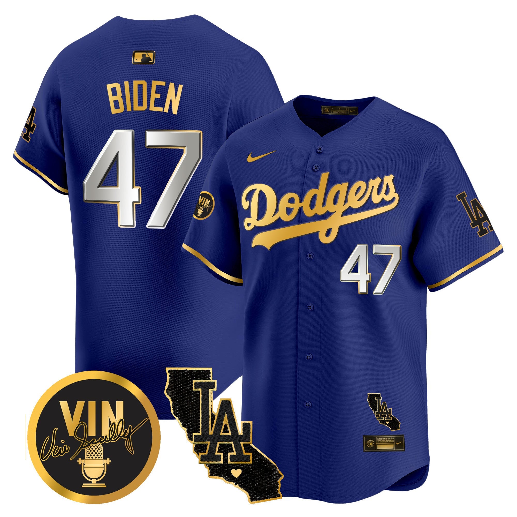Men’s Vin & California Patch Gold Vapor Premier Limited Jersey