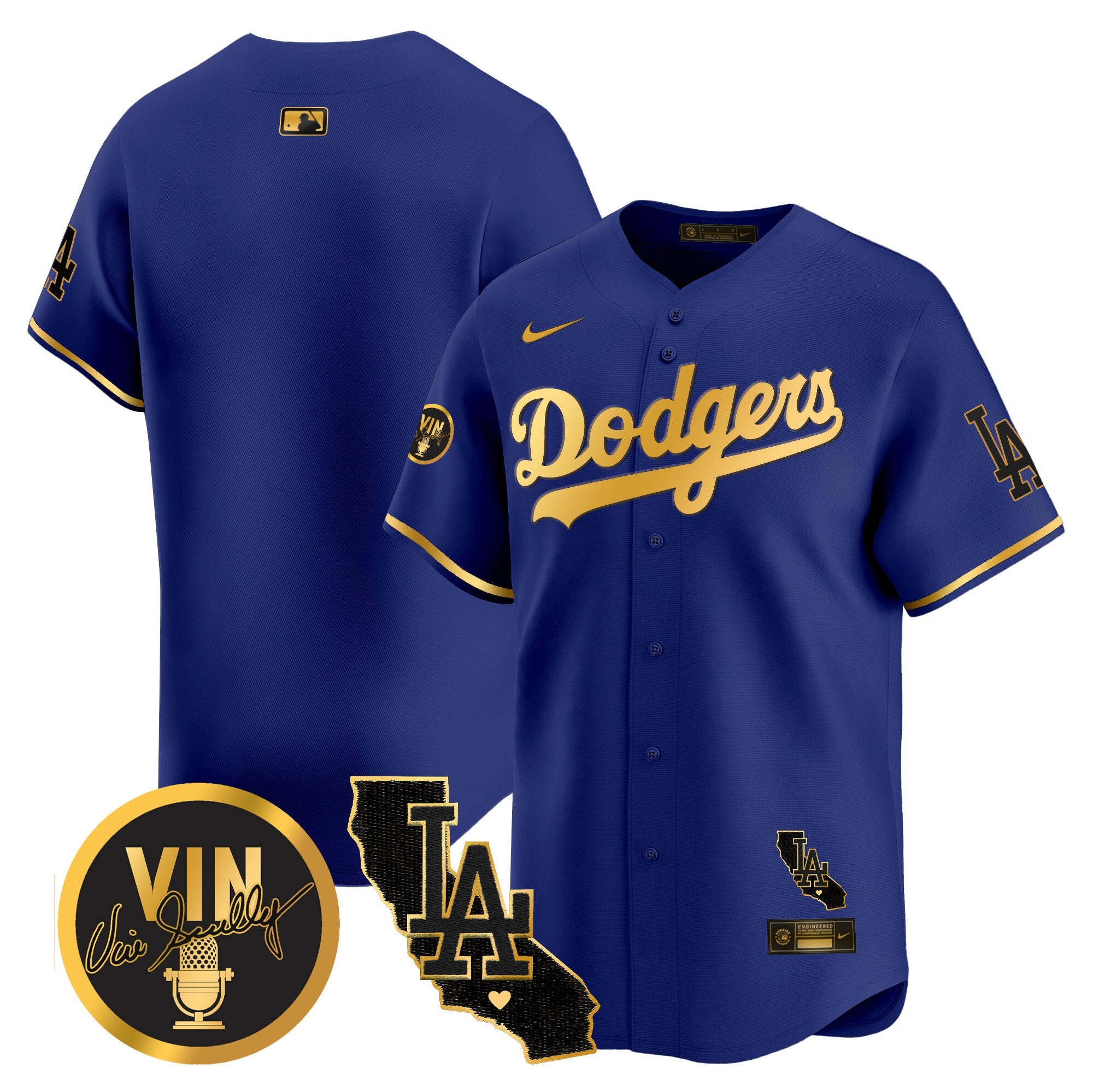 Men’s Vin & California Patch Gold Vapor Premier Limited Jersey
