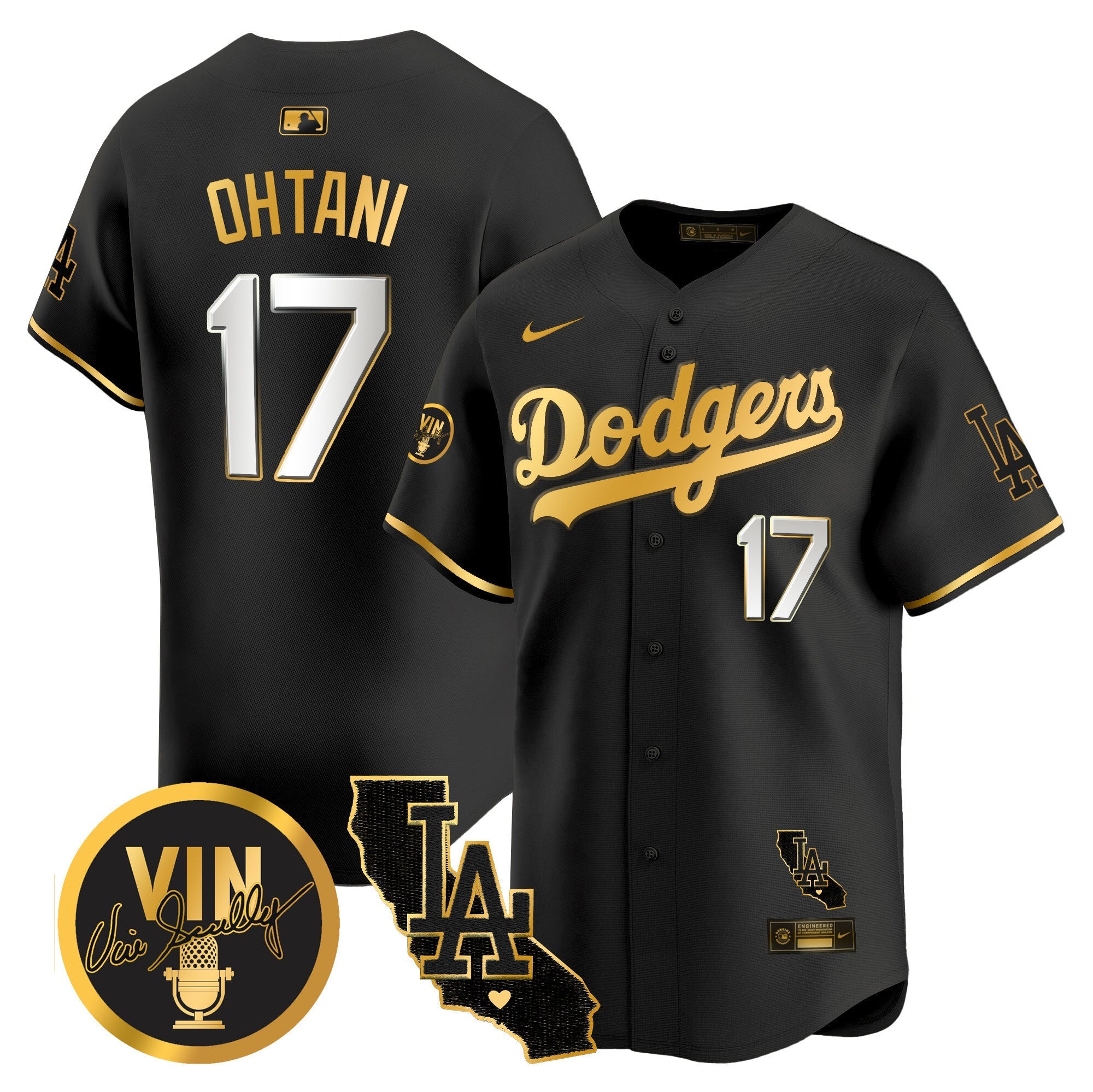 Men’s Vin & California Patch Gold Vapor Premier Limited Jersey