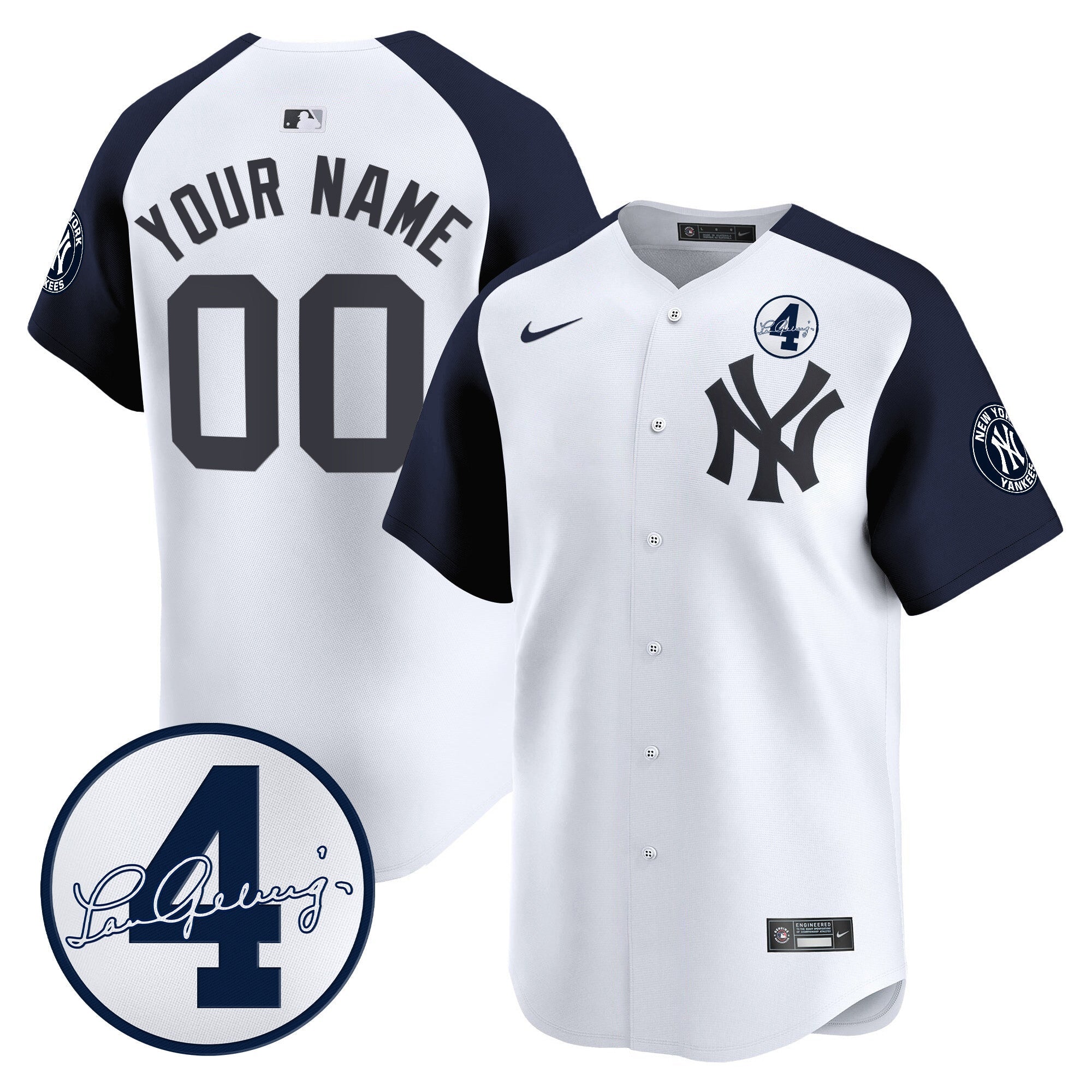 New York Lou Gehrig Patch Vapor Premier Limited Custom Jersey