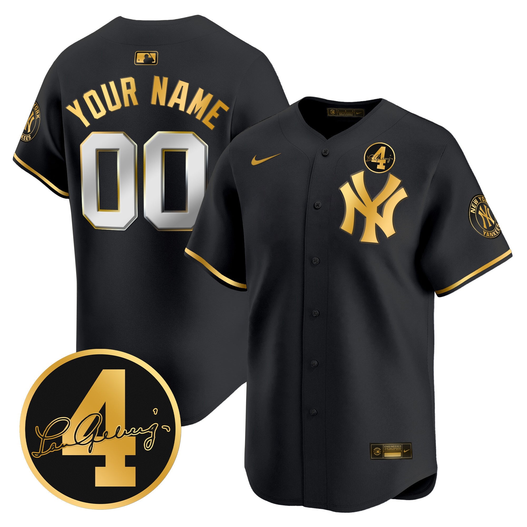 New York Lou Gehrig Patch Vapor Premier Limited Custom Jersey