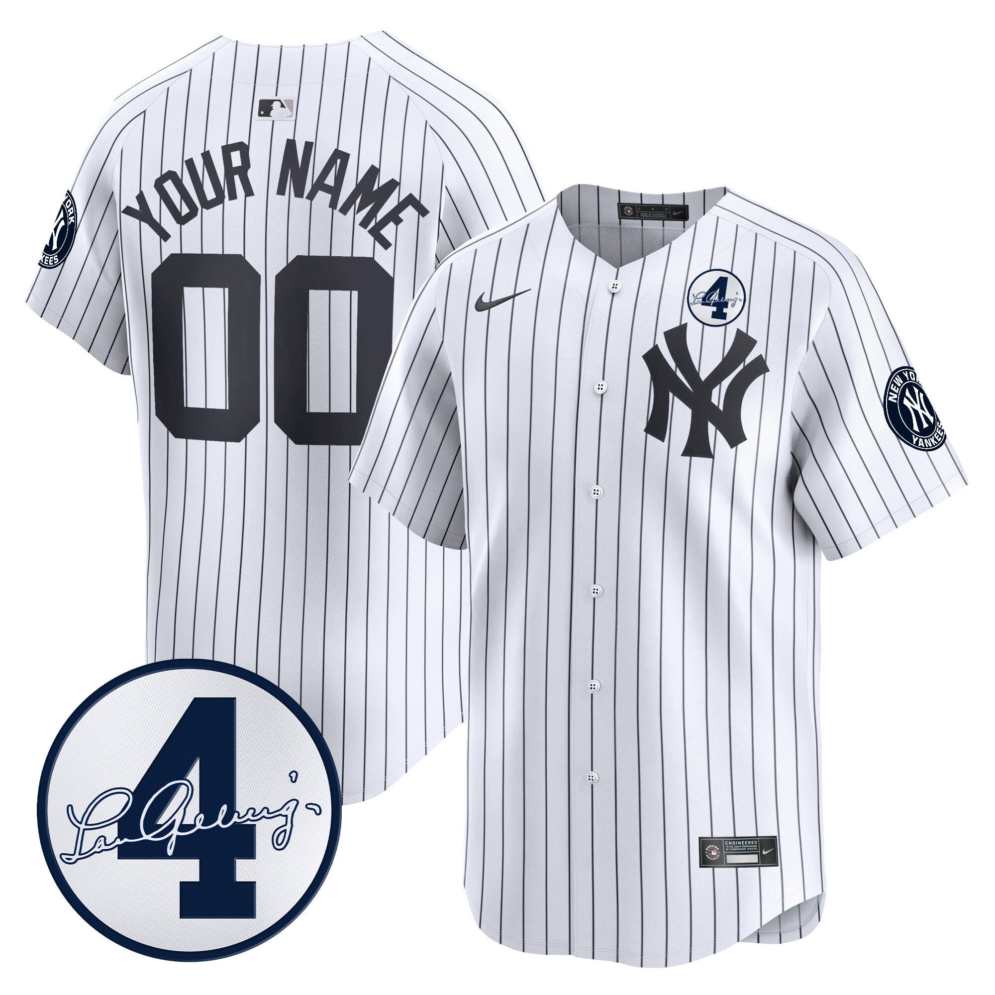 New York Lou Gehrig Patch Vapor Premier Limited Custom Jersey