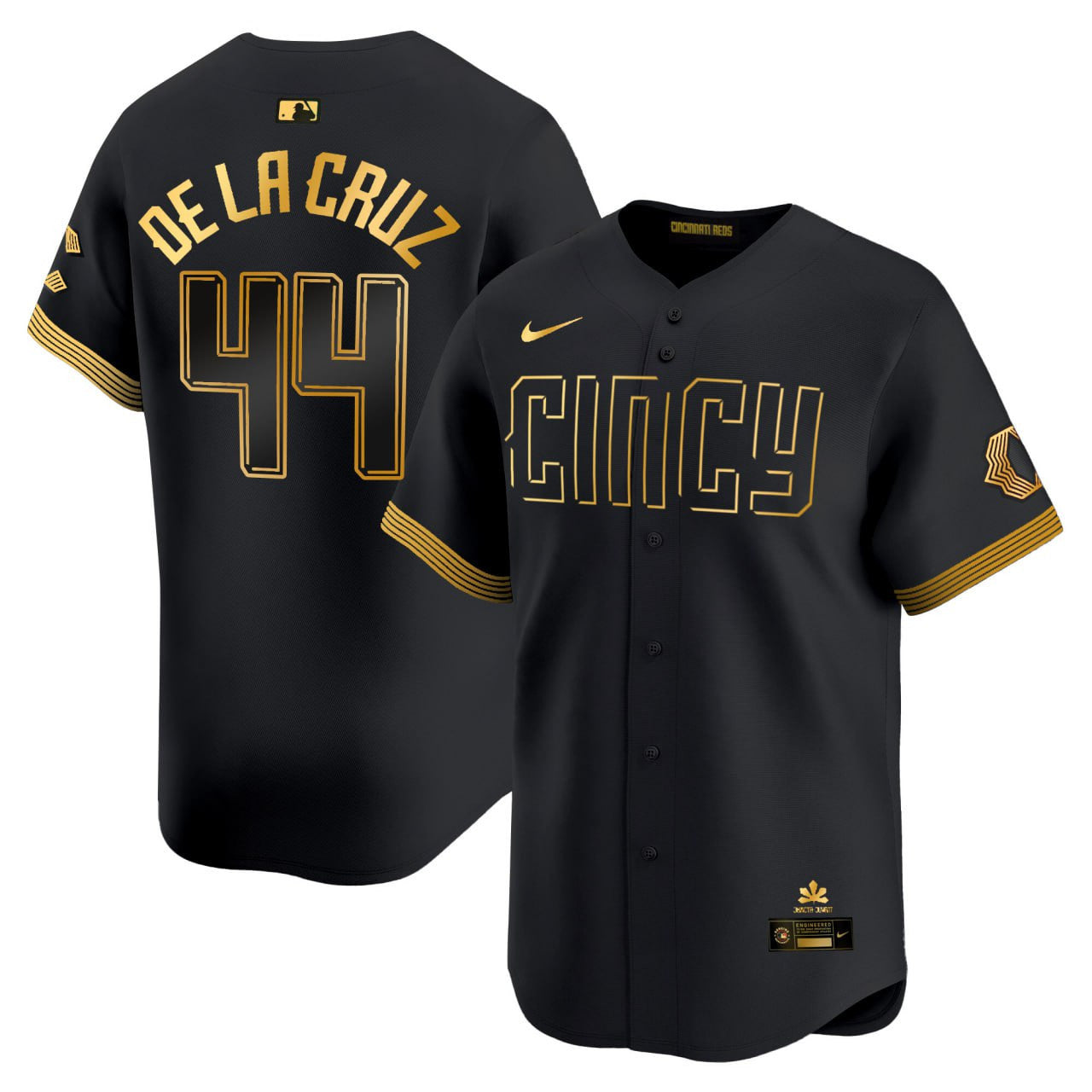 Elly De La Cruz Cincinnati 2023 City Connect Black Gold Jersey
