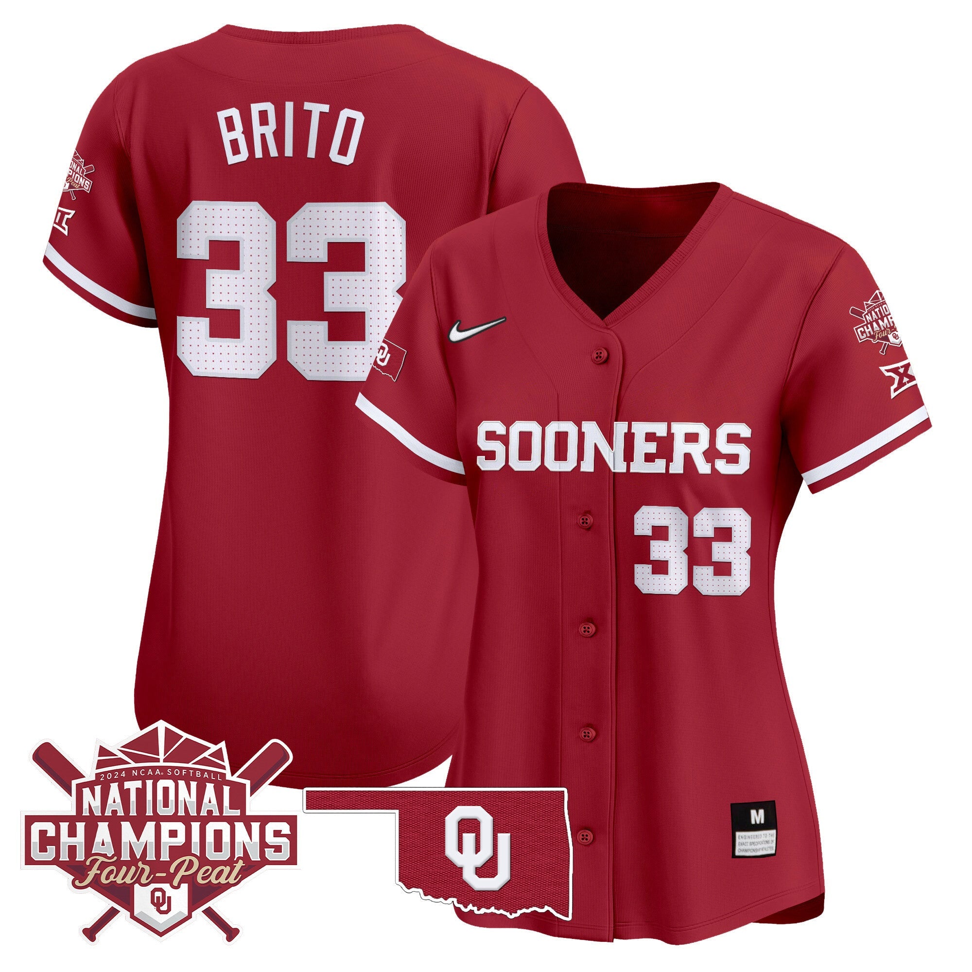 Women’s size – Oklahoma Women’s Champions Patch Vapor Premier Limited Jersey V2