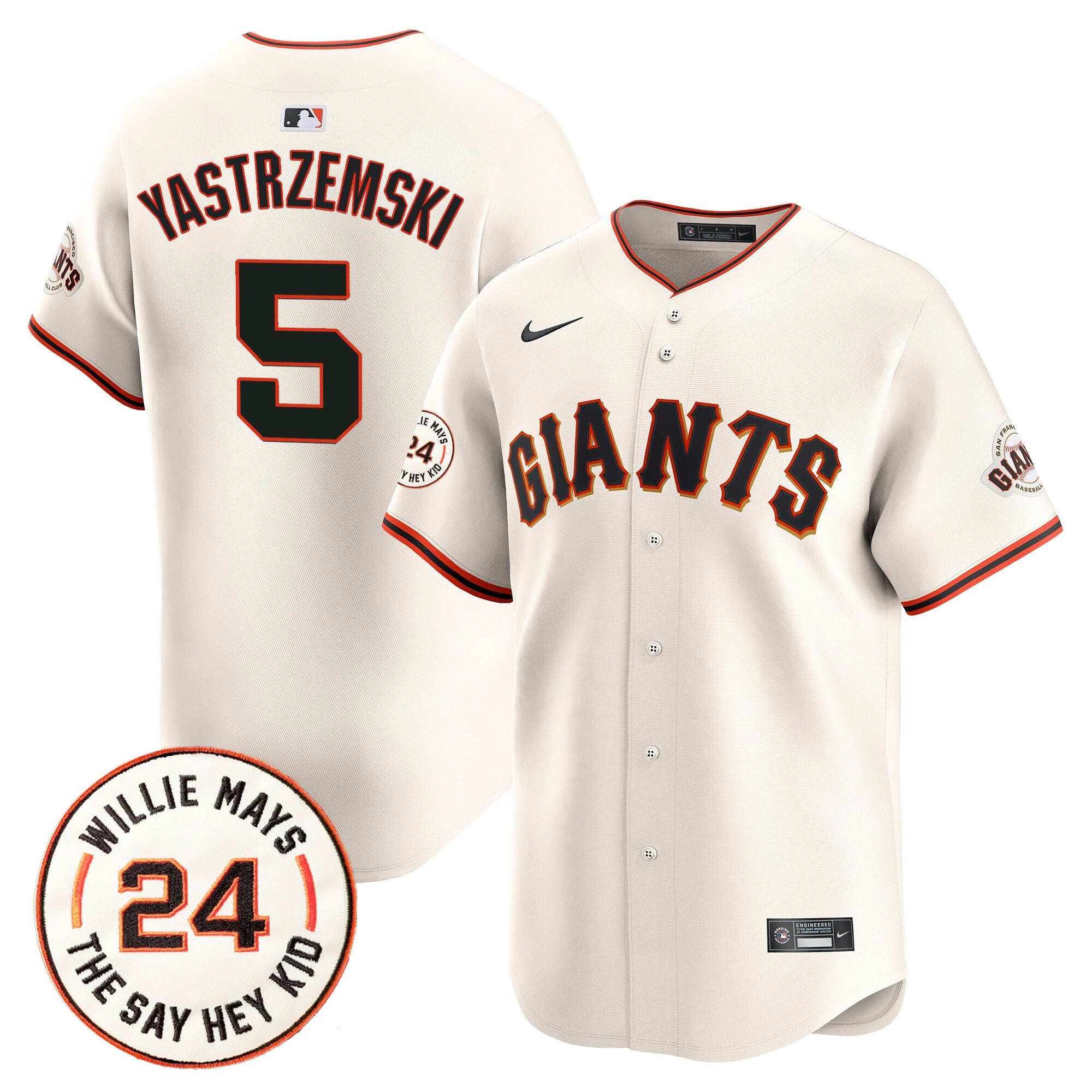 Men’s San Francisco 2024 Willie Mays Patch Vapor Premier Limited Jersey V6