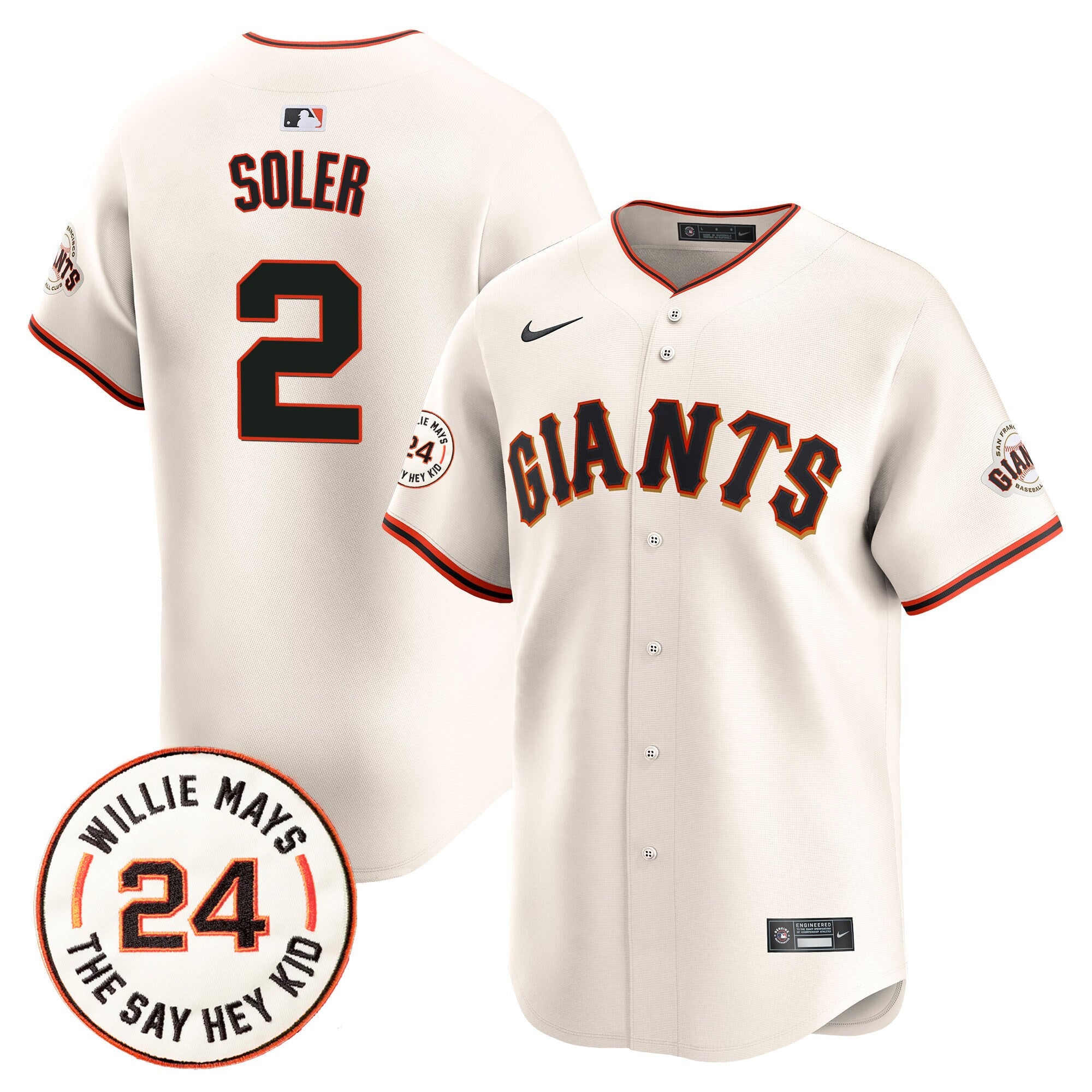 Men’s San Francisco 2024 Willie Mays Patch Vapor Premier Limited Jersey V6