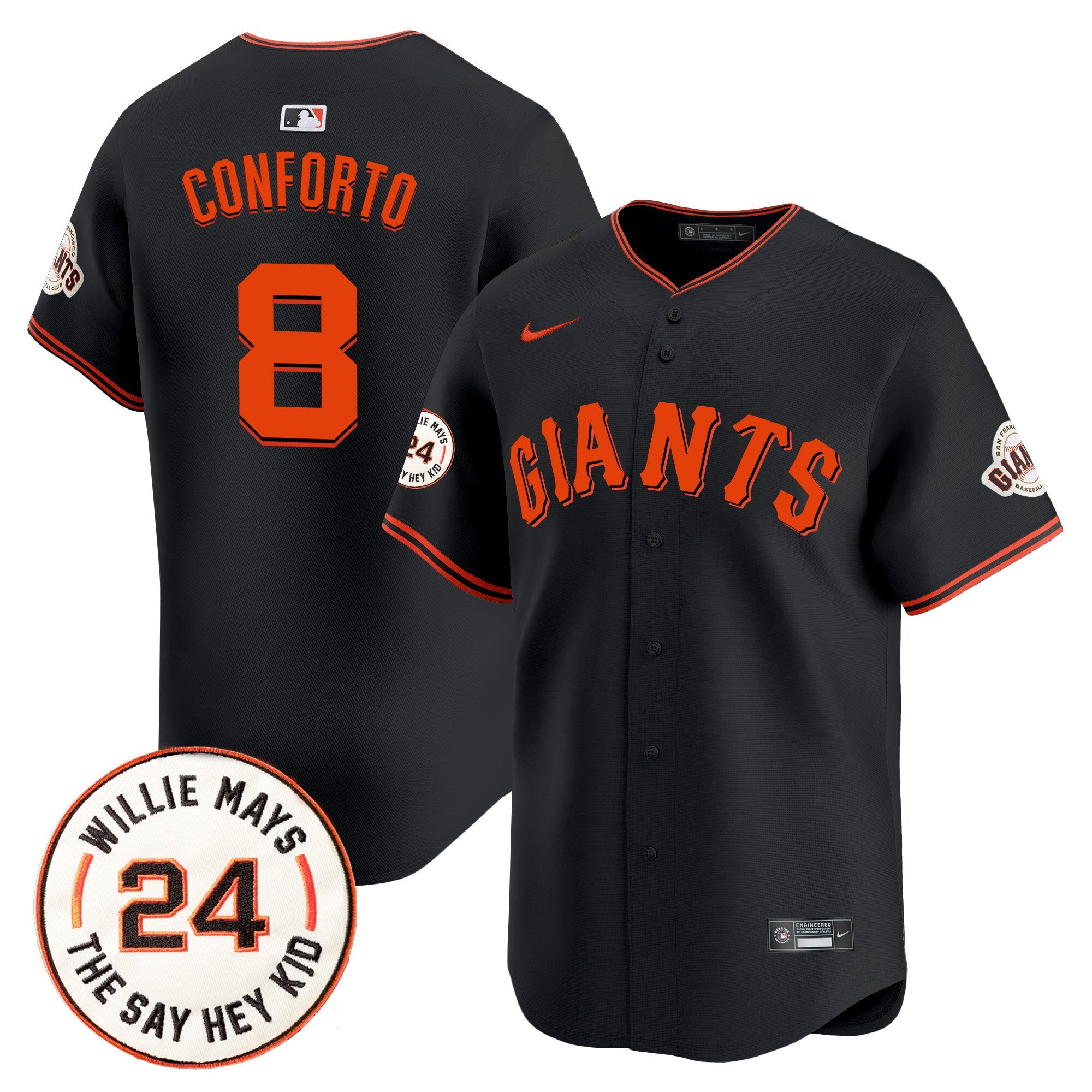 Men’s San Francisco 2024 Willie Mays Patch Vapor Premier Limited Jersey V6