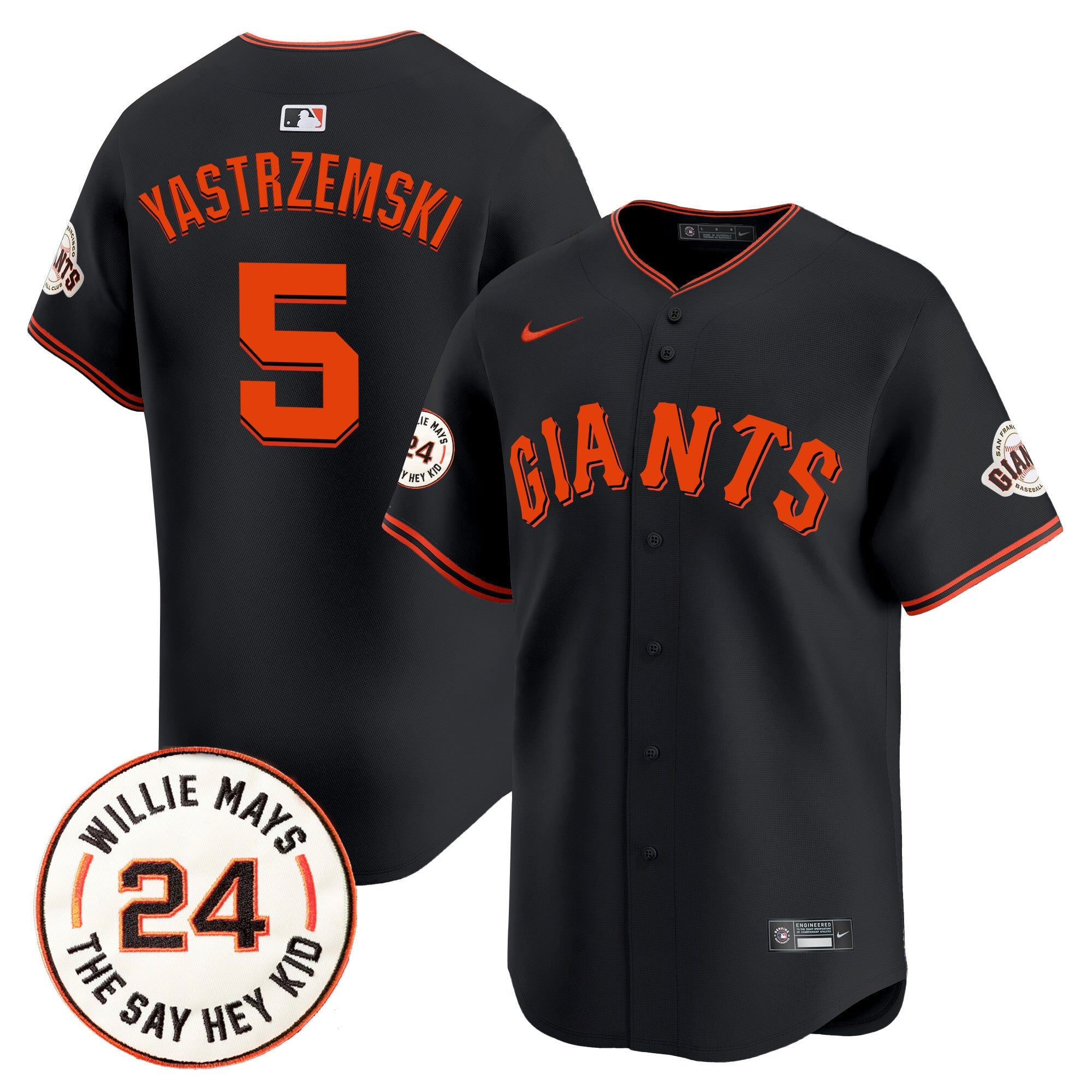 Men’s San Francisco 2024 Willie Mays Patch Vapor Premier Limited Jersey V6