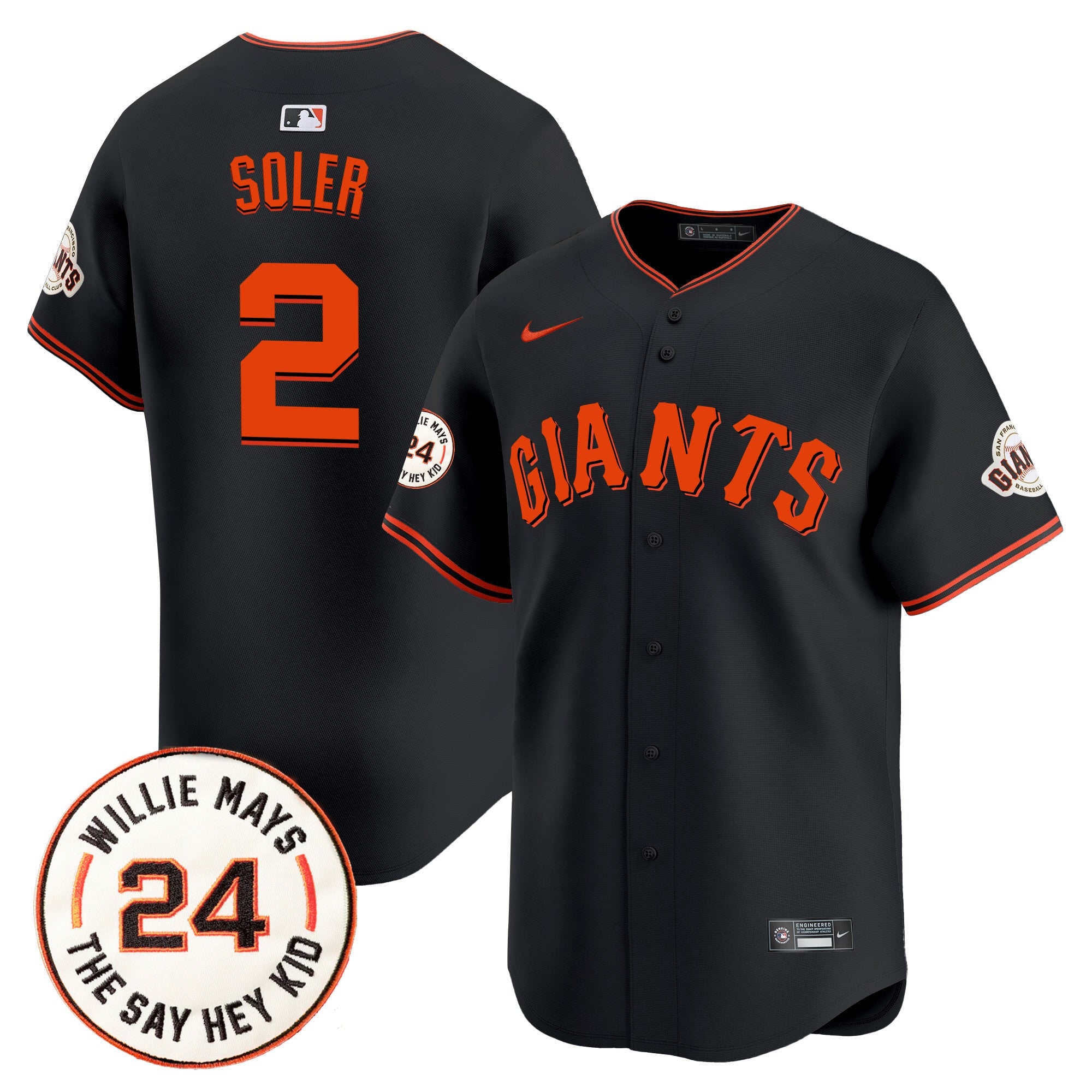 Men’s San Francisco 2024 Willie Mays Patch Vapor Premier Limited Jersey V6