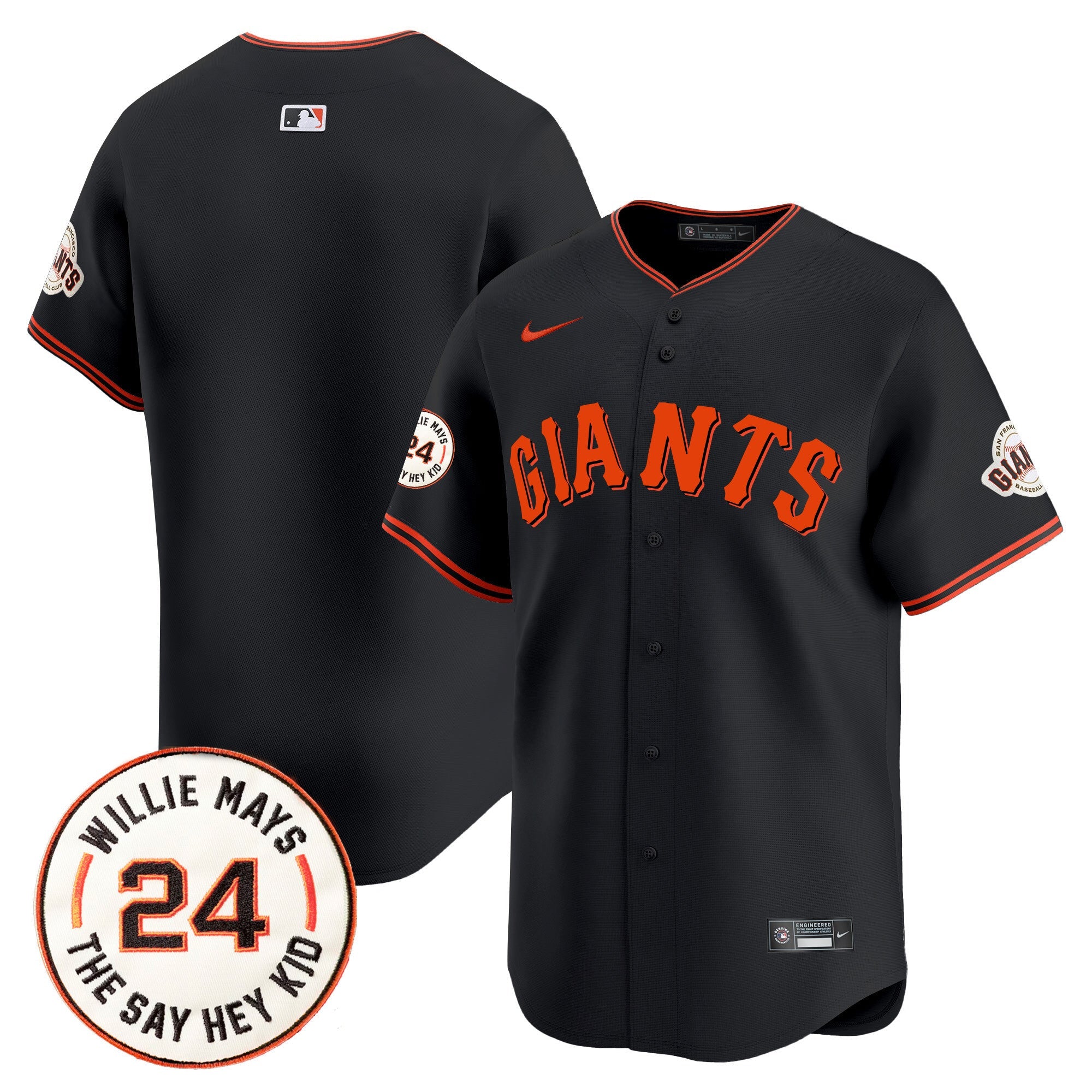 Men’s San Francisco 2024 Willie Mays Patch Vapor Premier Limited Jersey V6
