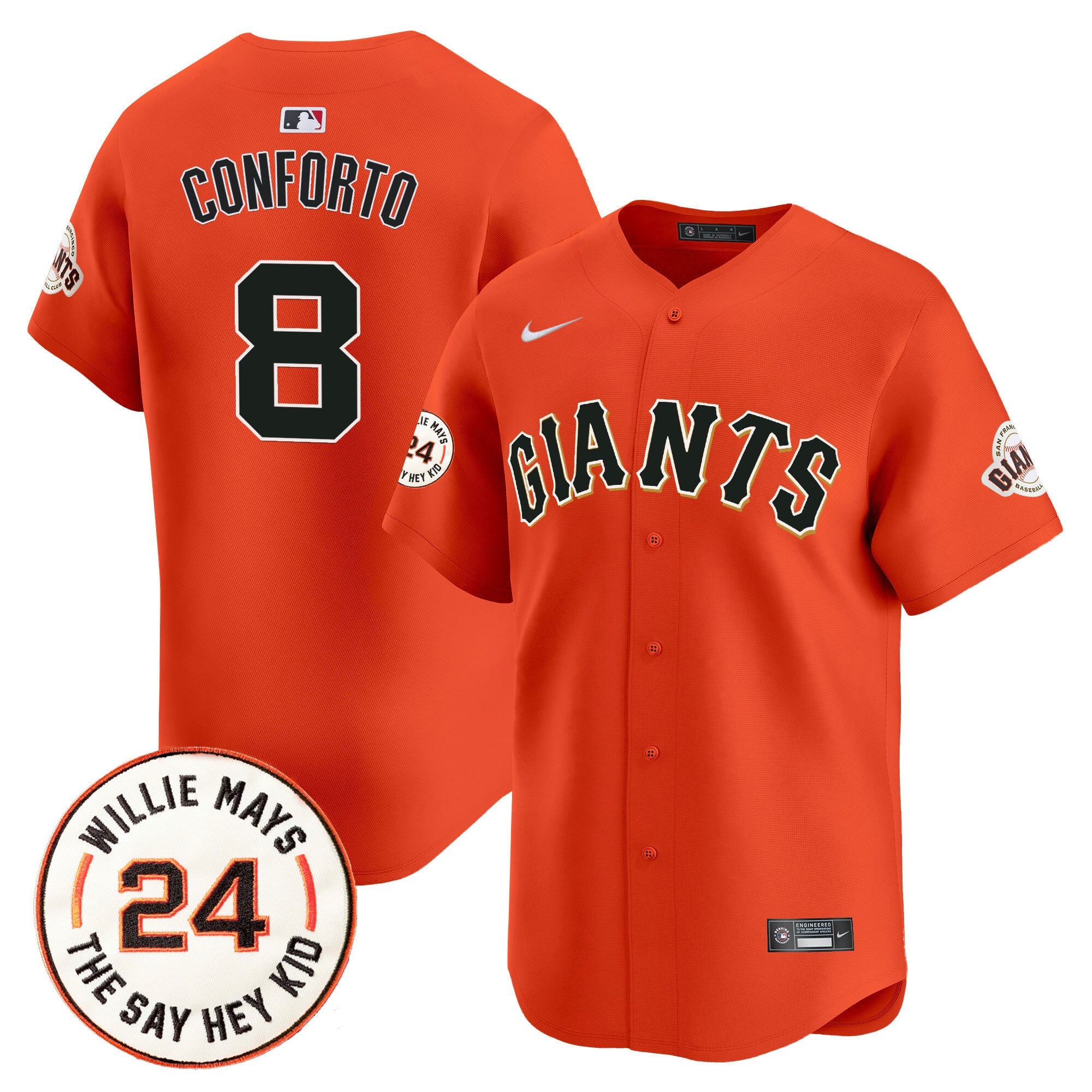 Men’s San Francisco 2024 Willie Mays Patch Vapor Premier Limited Jersey V6