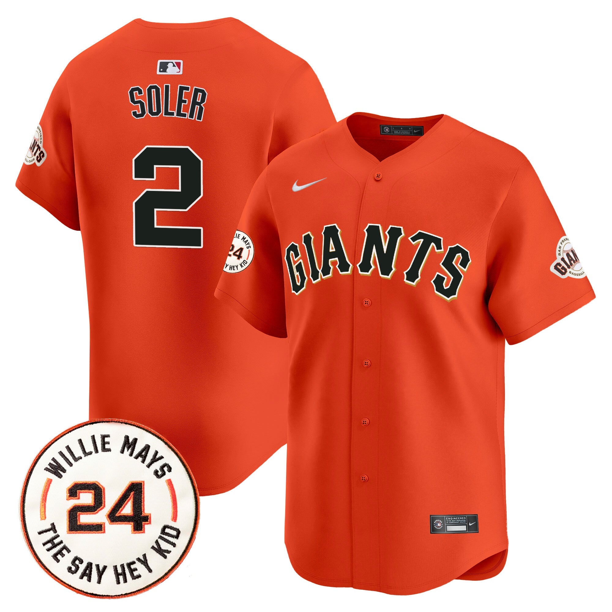 Men’s San Francisco 2024 Willie Mays Patch Vapor Premier Limited Jersey V6