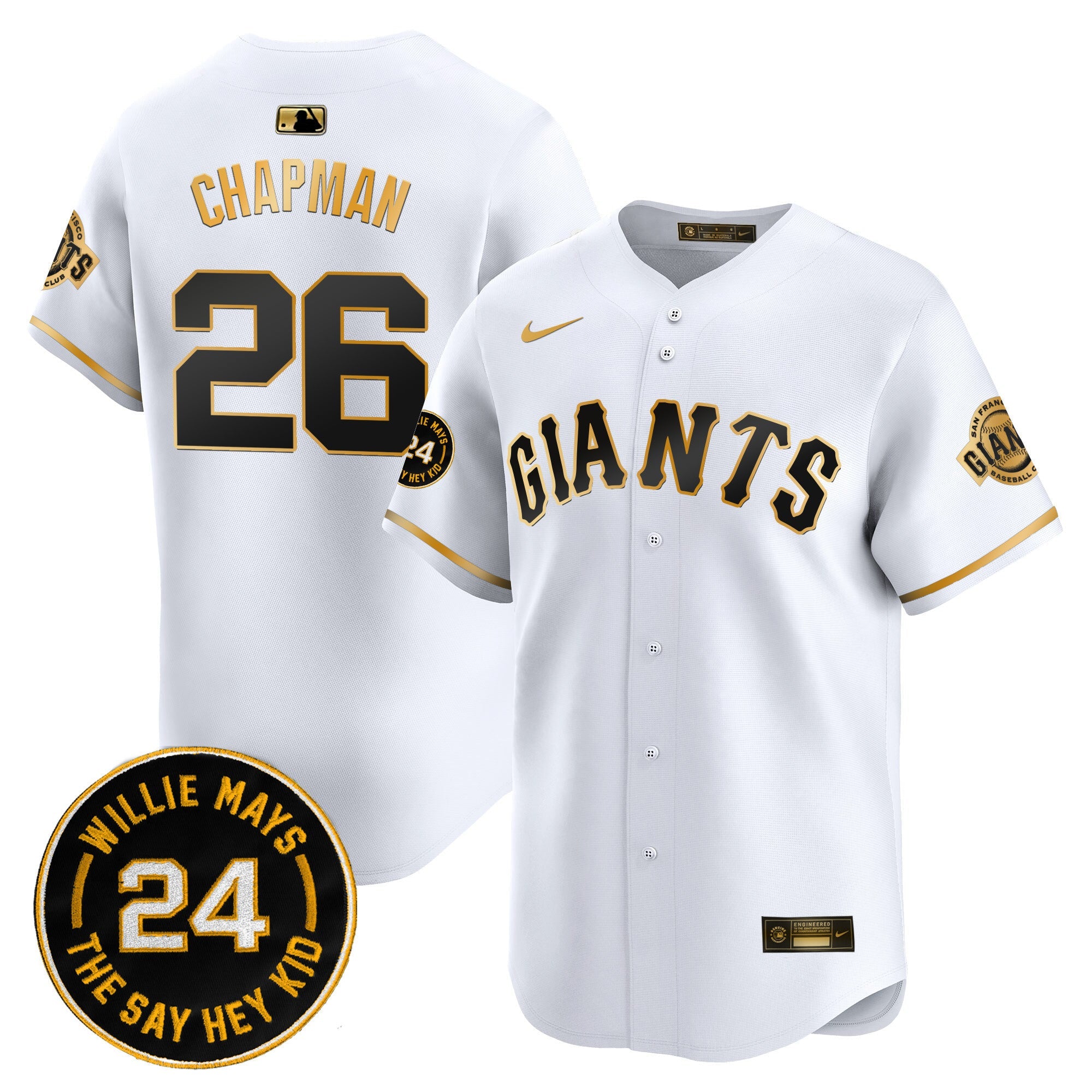 Men’s San Francisco 2024 Willie Mays Patch Vapor Premier Limited Jersey V6