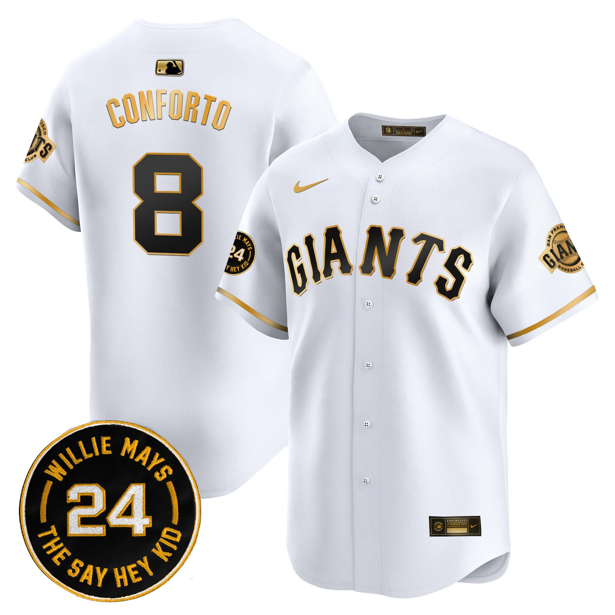 Men’s San Francisco 2024 Willie Mays Patch Vapor Premier Limited Jersey V6
