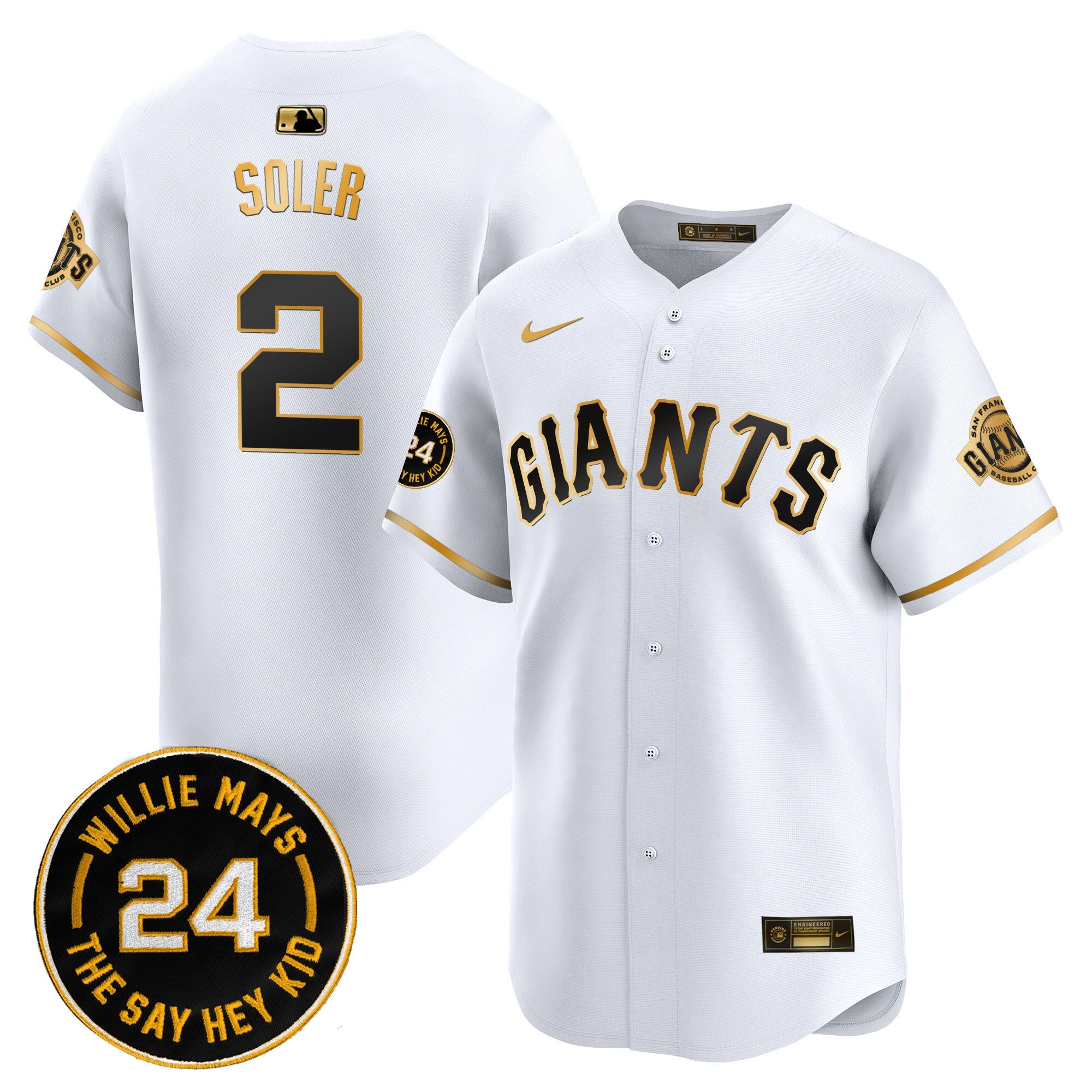 Men’s San Francisco 2024 Willie Mays Patch Vapor Premier Limited Jersey V6