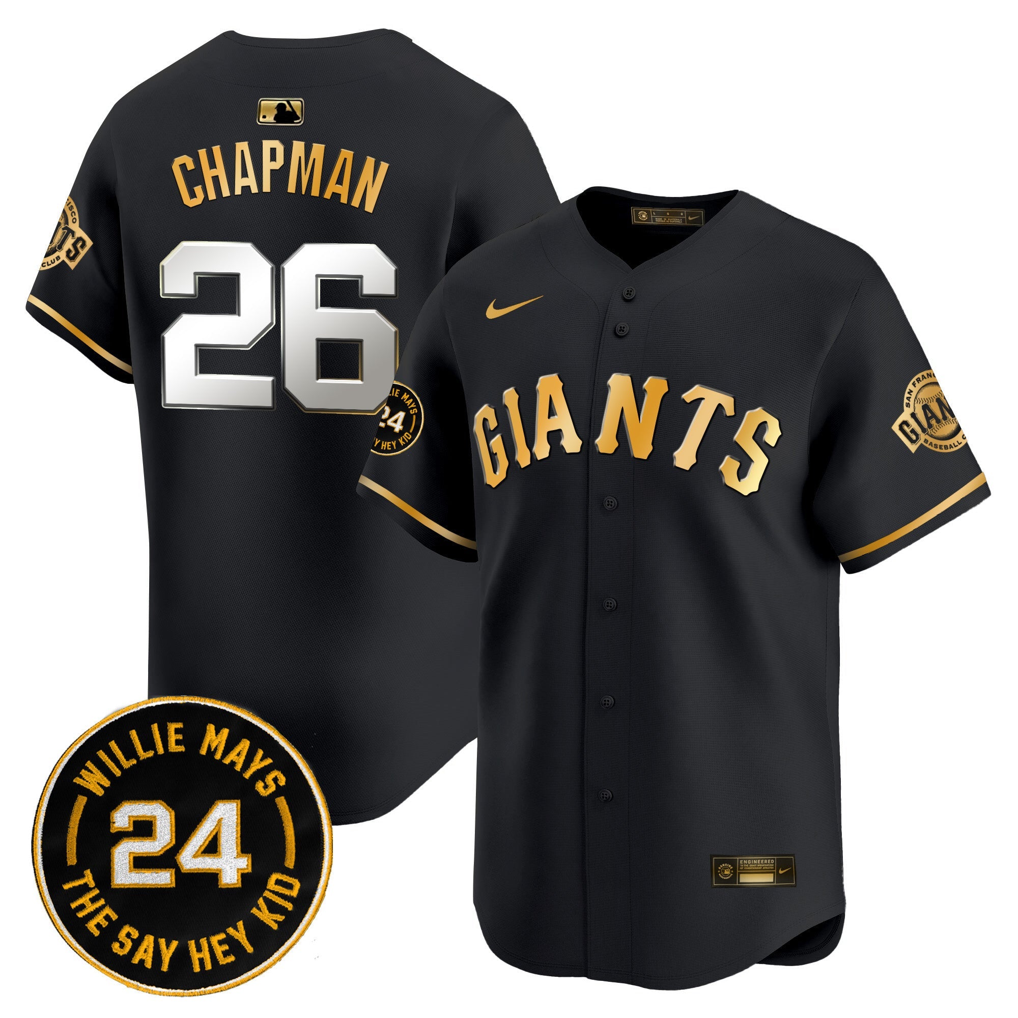 Men’s San Francisco 2024 Willie Mays Patch Vapor Premier Limited Jersey V6