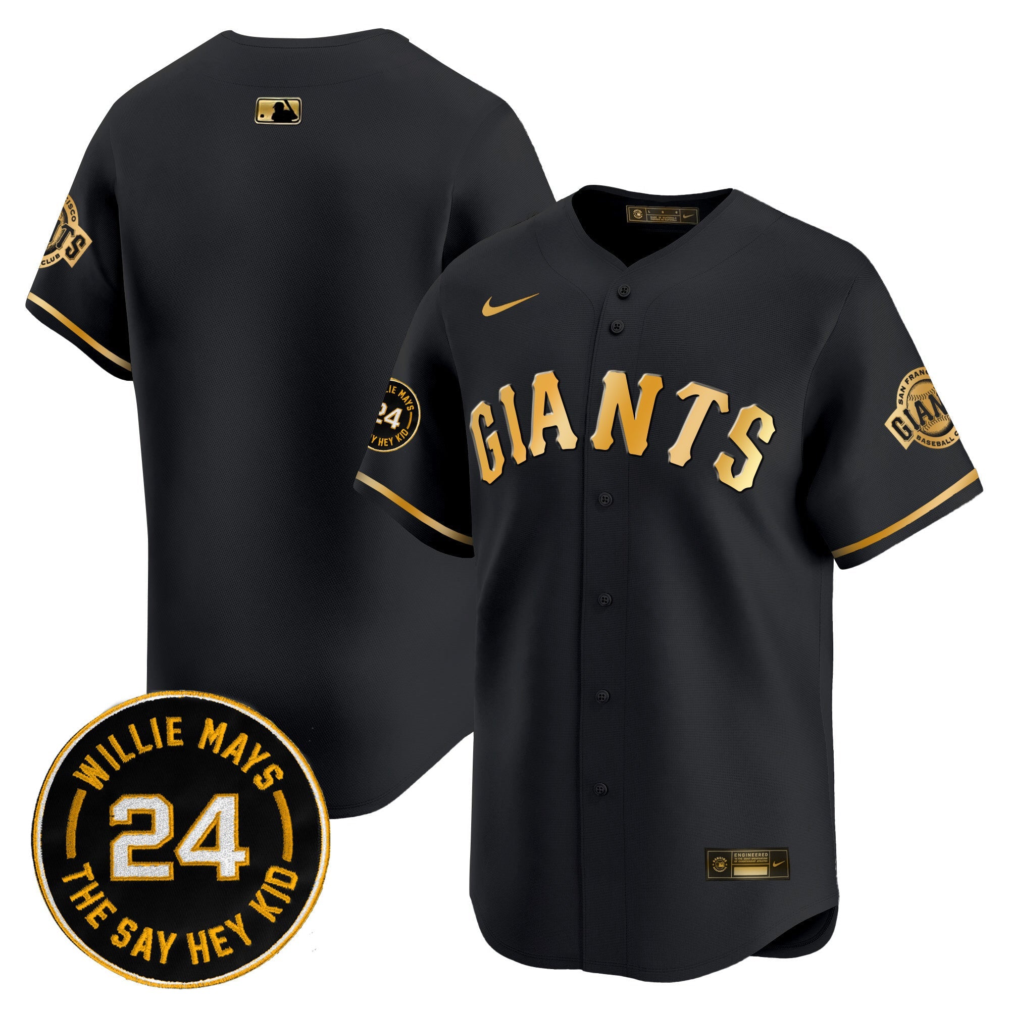 Men’s San Francisco 2024 Willie Mays Patch Vapor Premier Limited Jersey V6