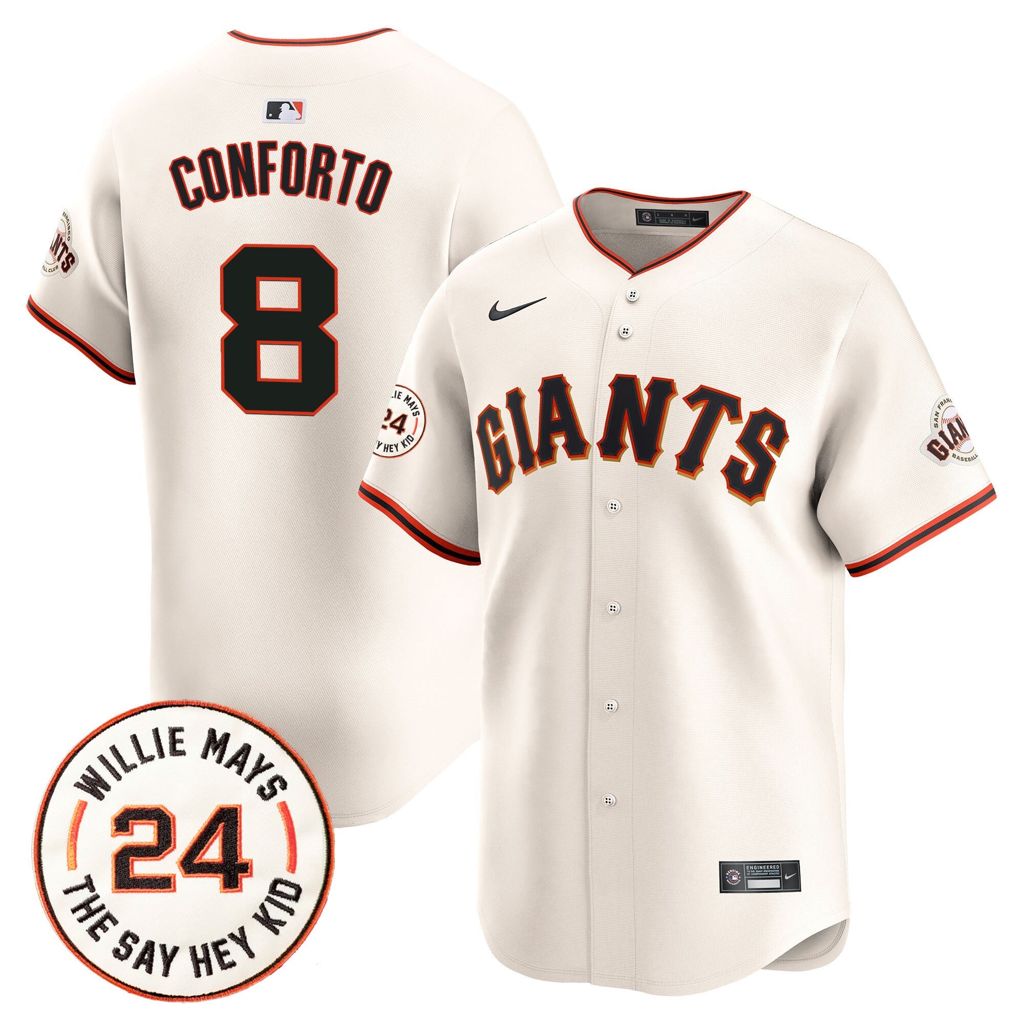 Men’s San Francisco 2024 Willie Mays Patch Vapor Premier Limited Jersey V6