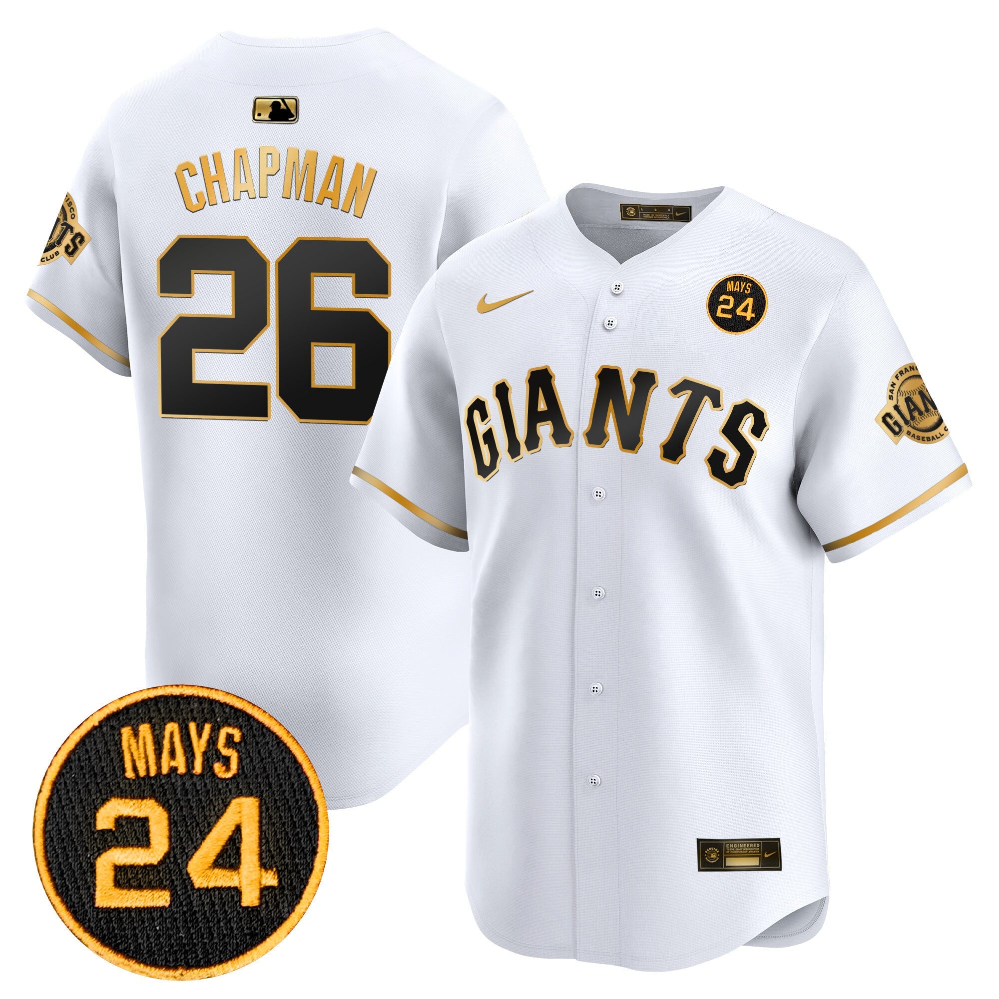 Men’s San Francisco 2024 Willie Mays Patch Vapor Premier Limited Jersey V3