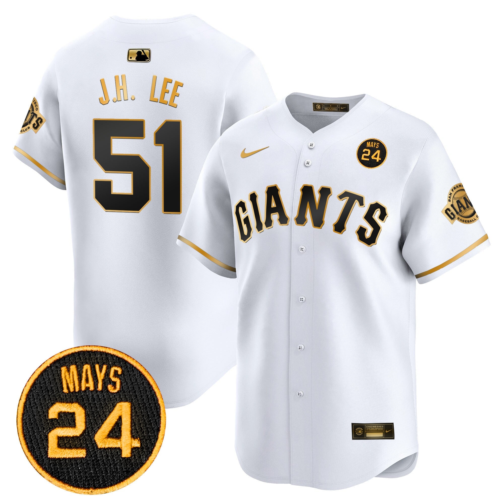 Men’s San Francisco 2024 Willie Mays Patch Vapor Premier Limited Jersey V3