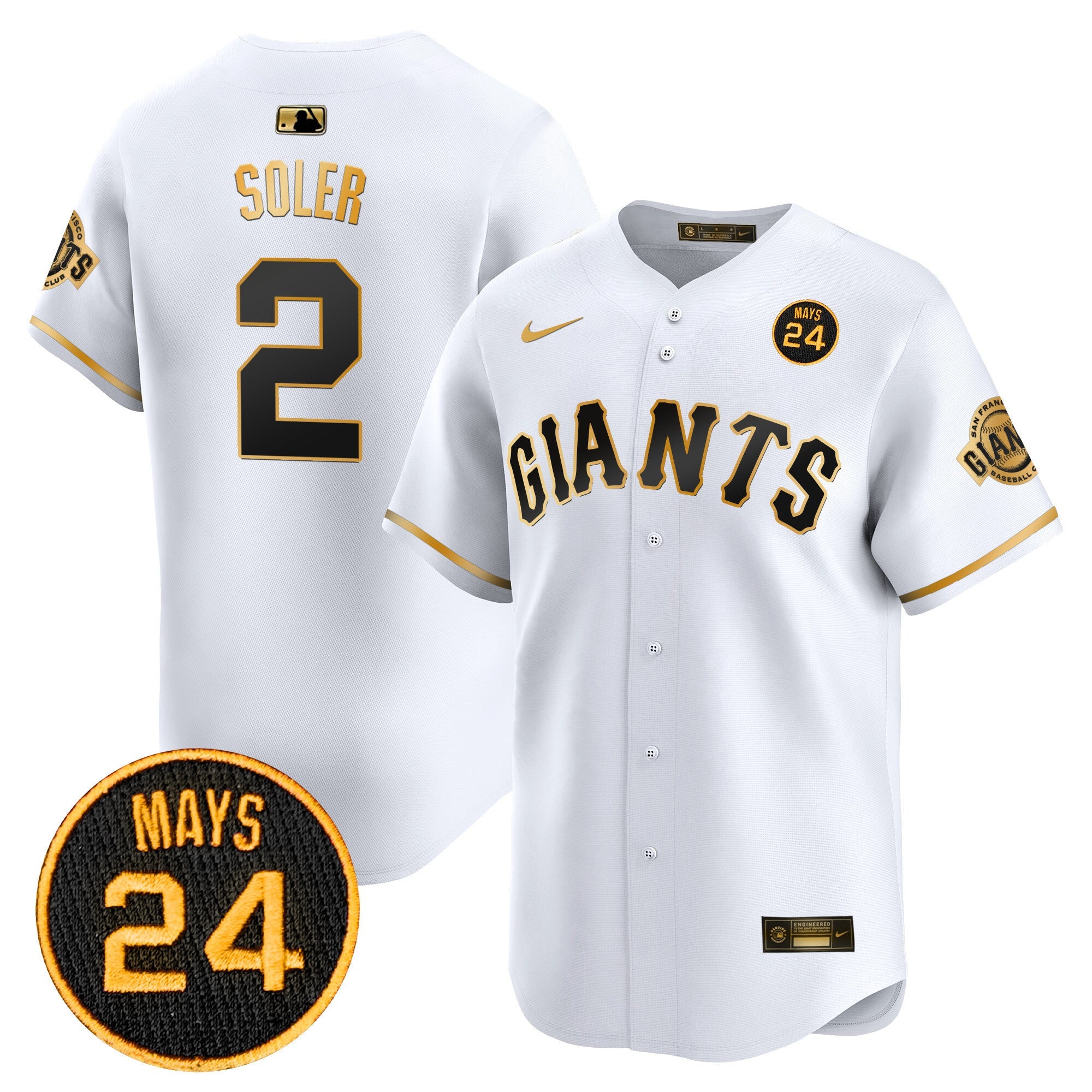 Men’s San Francisco 2024 Willie Mays Patch Vapor Premier Limited Jersey V3